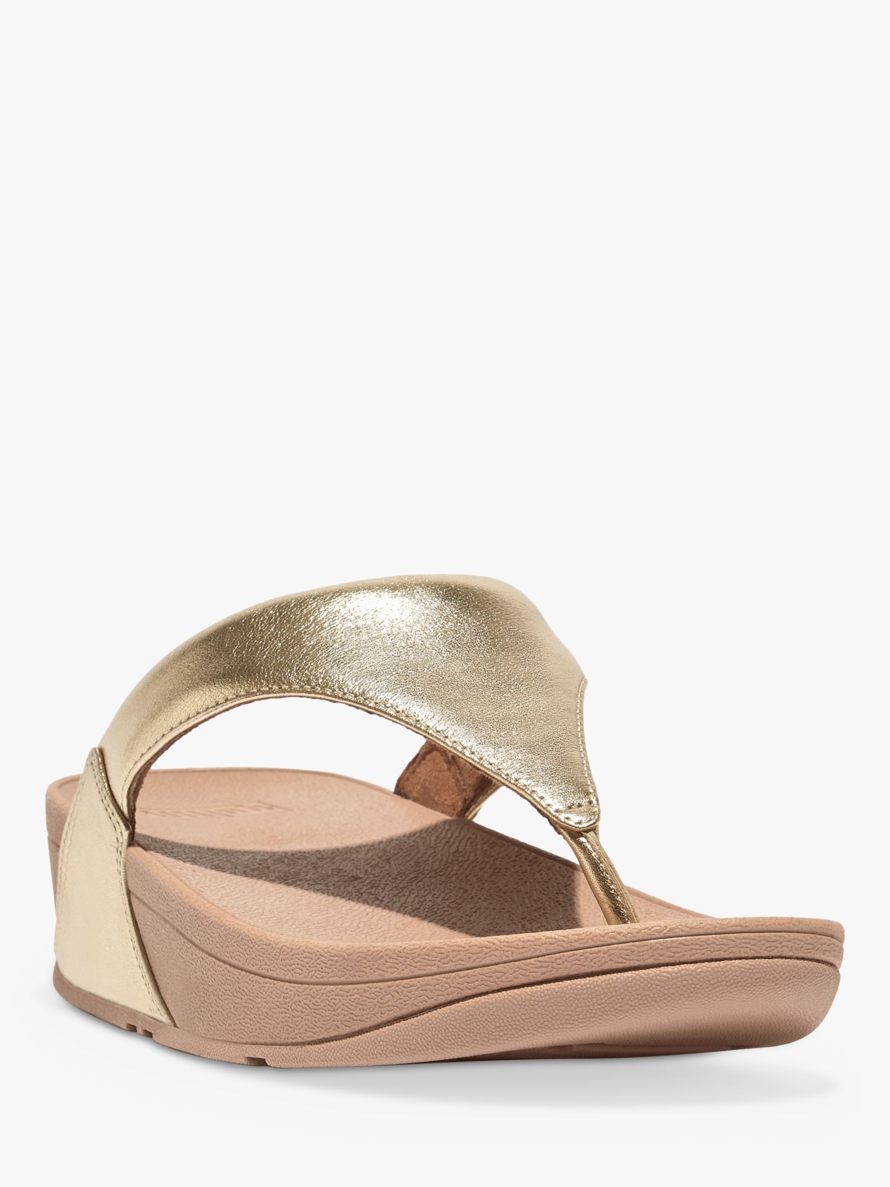 FitFlop Lulu leather Flip Flops Platino at John Lewis Partners