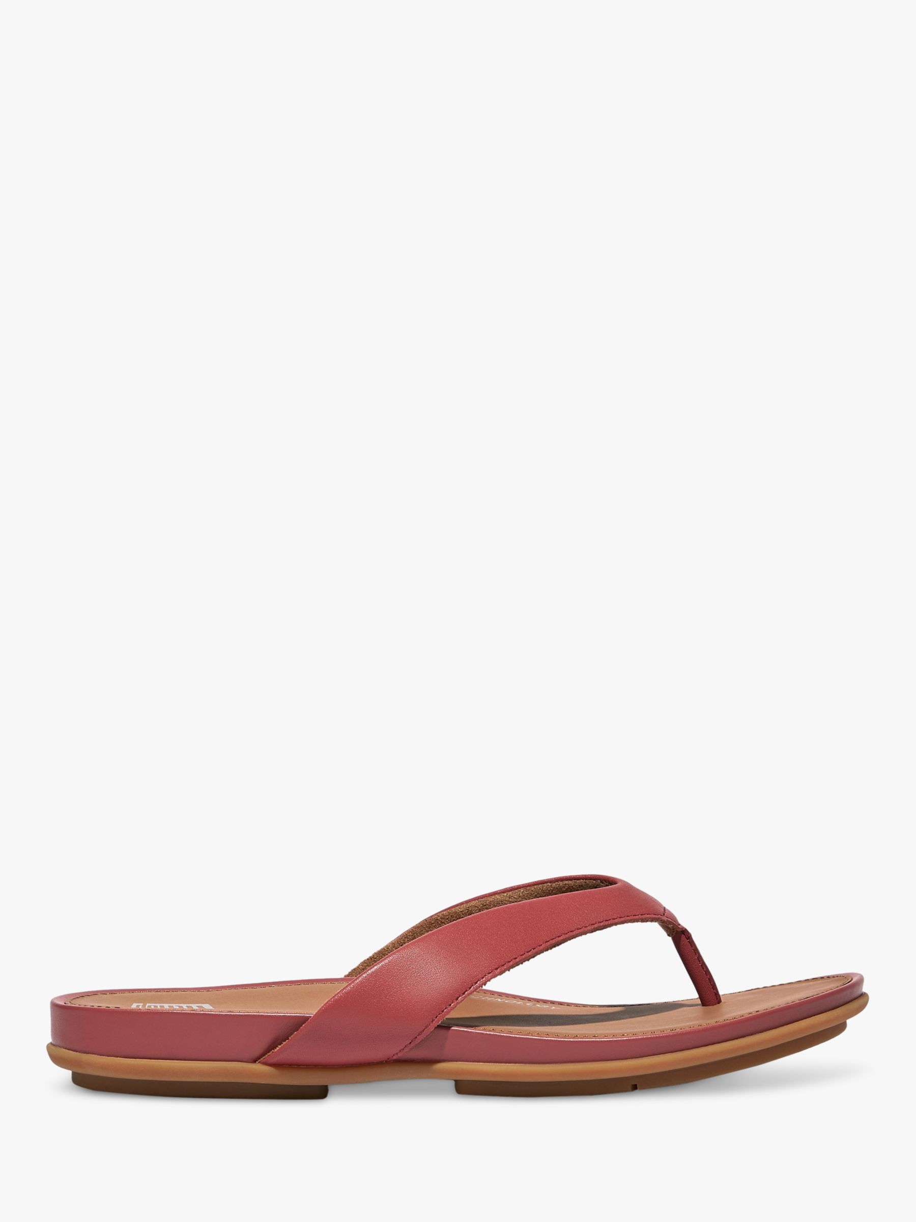 FitFlop Gracie Leather Flip Flops, Dusky Red at John Lewis & Partners