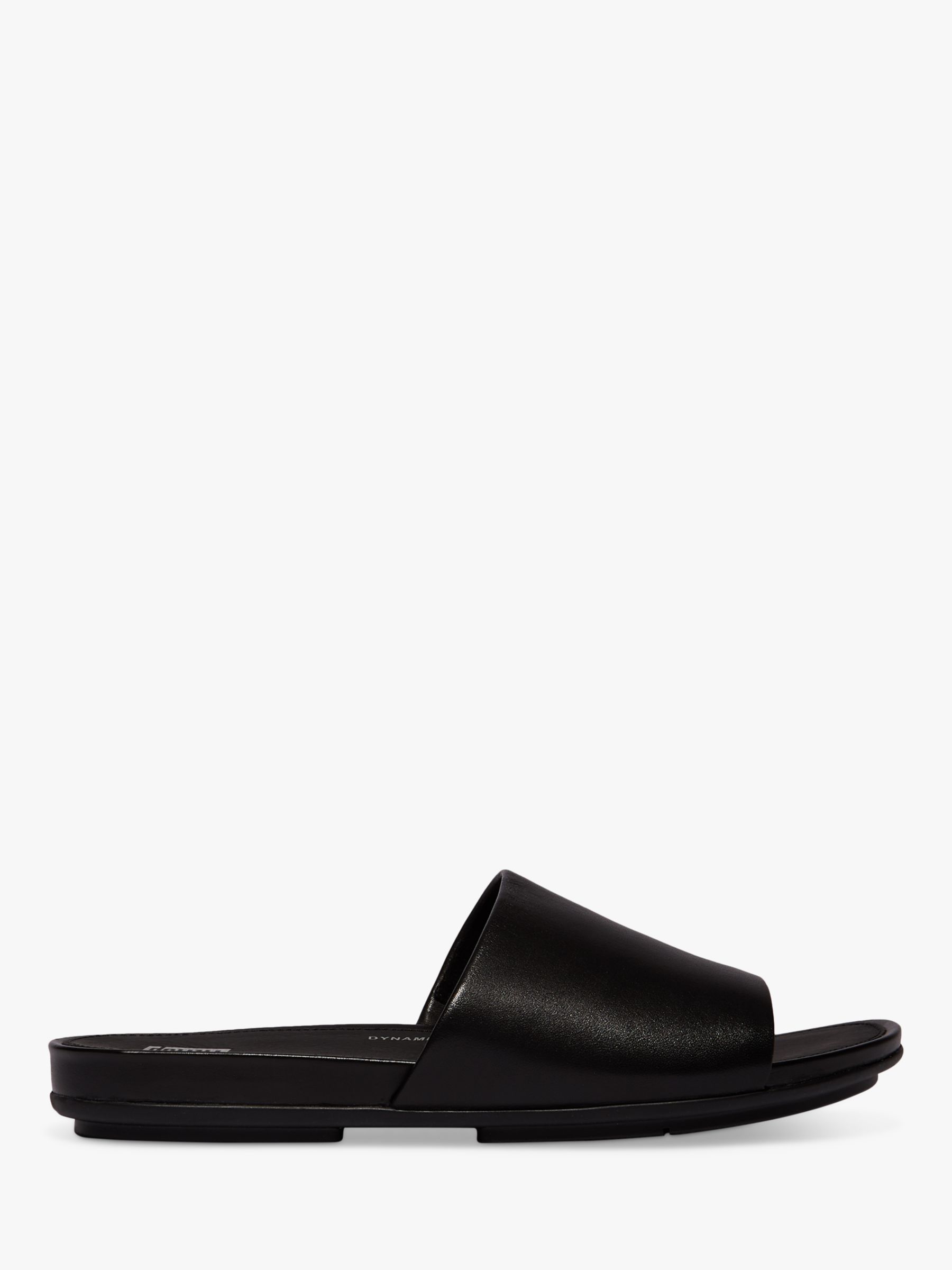 FitFlop Gracie Leather Sliders, All Black at John Lewis & Partners