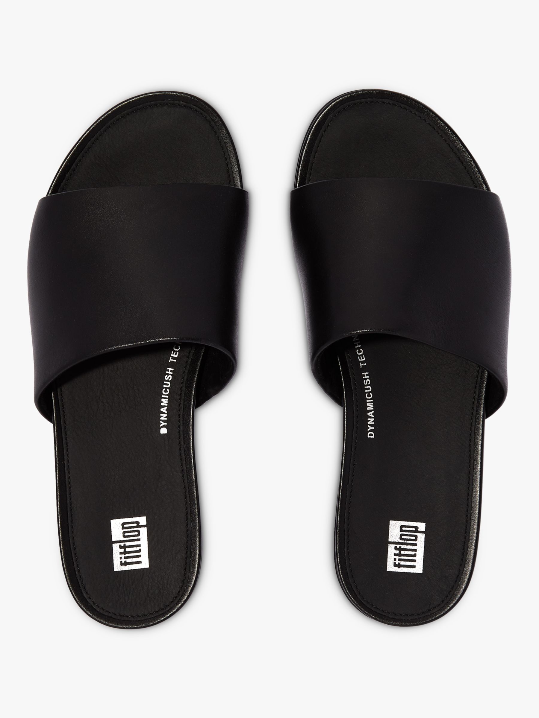 FitFlop Gracie Leather Sliders, All Black at John Lewis & Partners