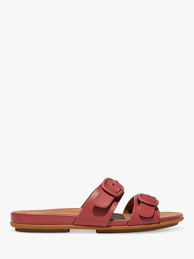 FitFlop Gracie Leather Sliders, Dusky Red