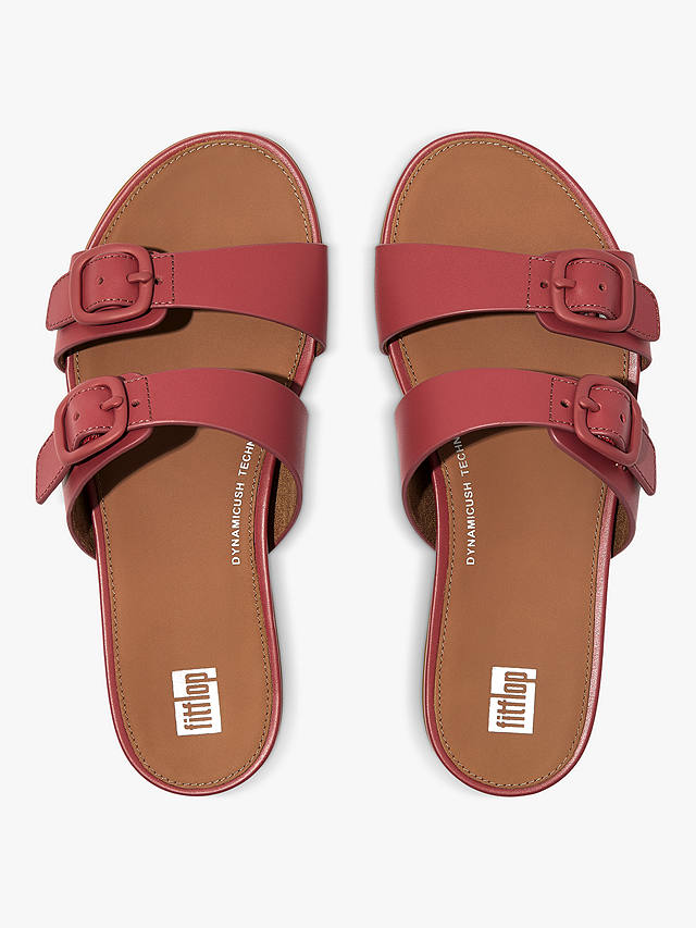 FitFlop Gracie Leather Sliders, Dusky Red
