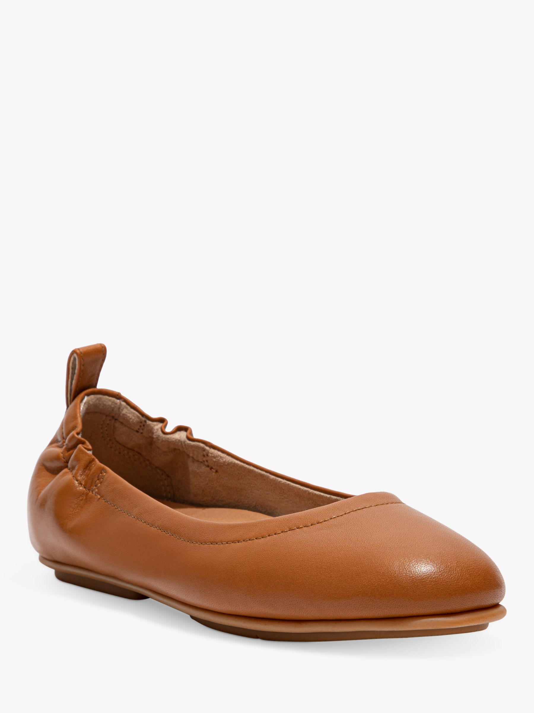 FitFlop Allegro Soft Leather Ballet Pumps, Light Tan at John Lewis ...
