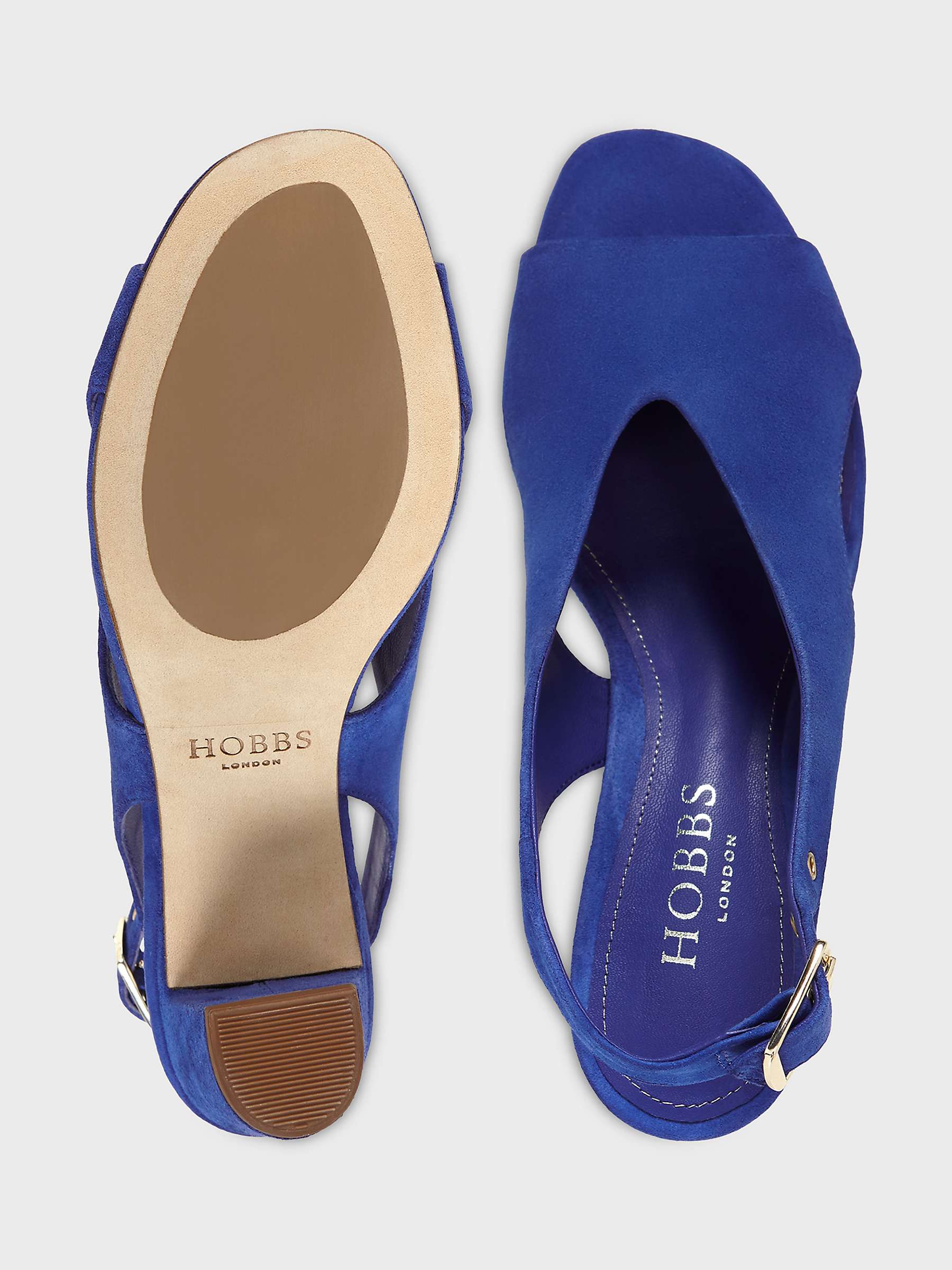 Buy Hobbs Riley Block Heel Suede Sandals, Cobalt Online at johnlewis.com
