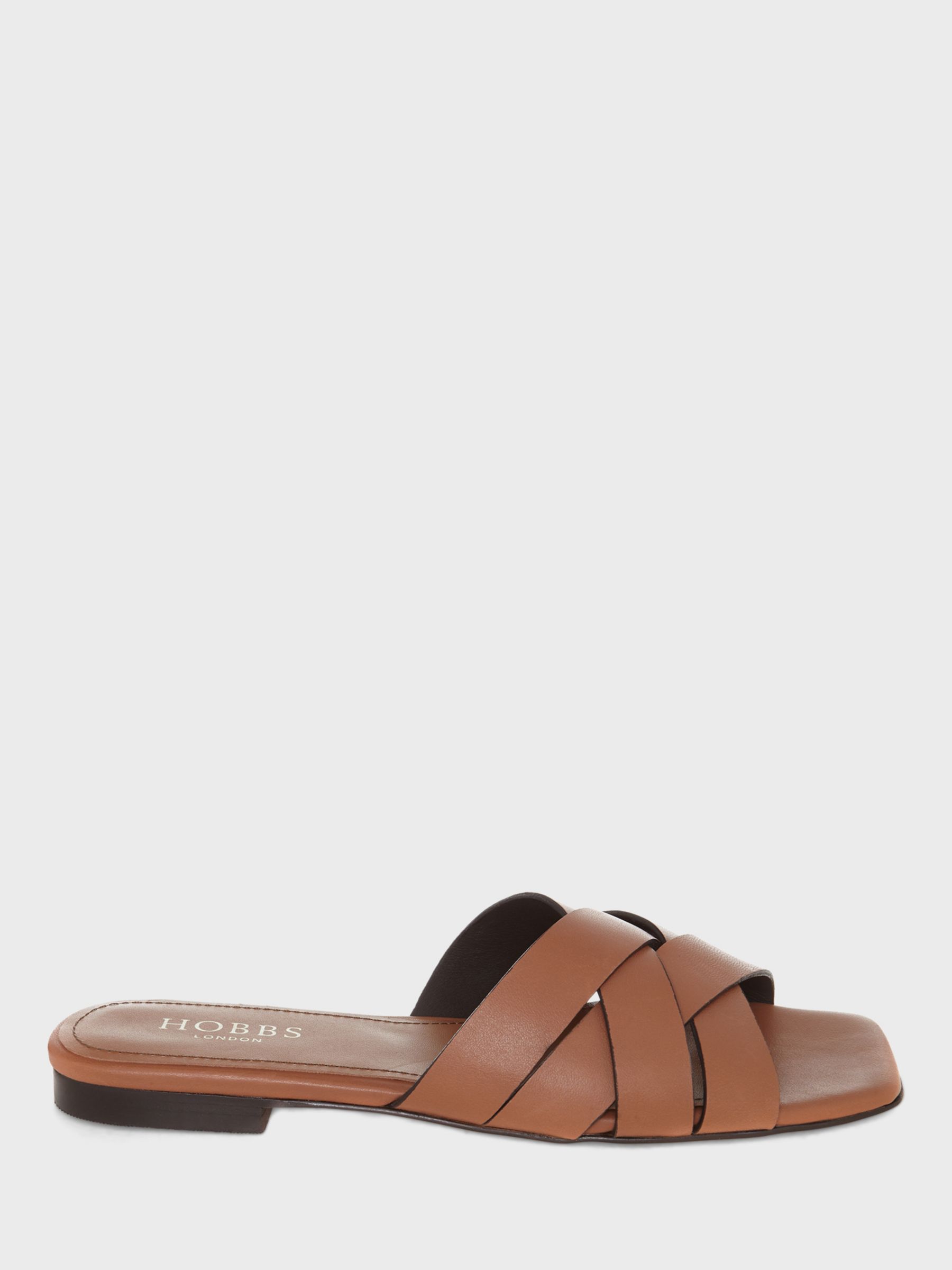 Hobbs Annie Woven Leather Slider Sandals, Tan at John Lewis & Partners