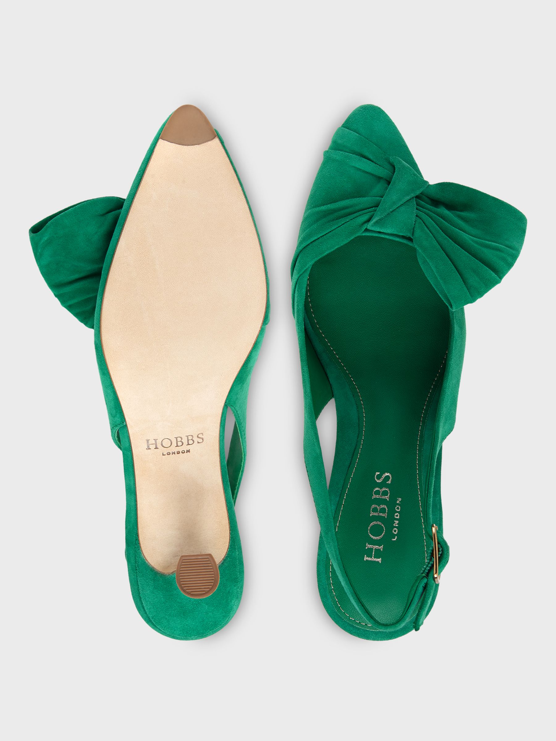 Hobbs Francis Slingback Suede Court Shoes, Meadow Green at John Lewis ...