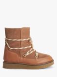 AND/OR Pilot Leather/Suede Lace Up Crepe Sole Snow Boots, Brown/Tan