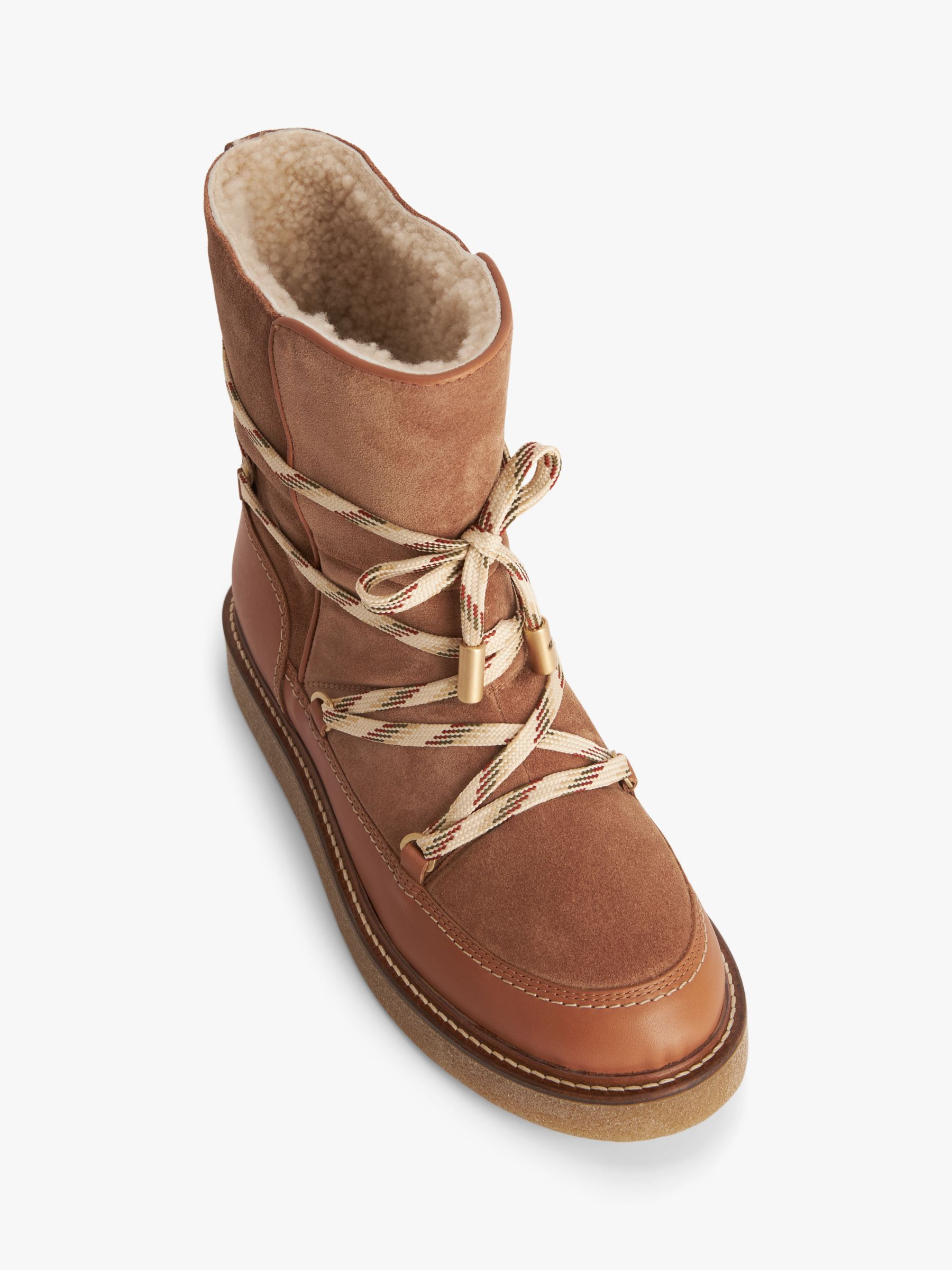AND/OR Pilot Leather/Suede Lace Up Crepe Sole Snow Boots, Brown/Tan, 3