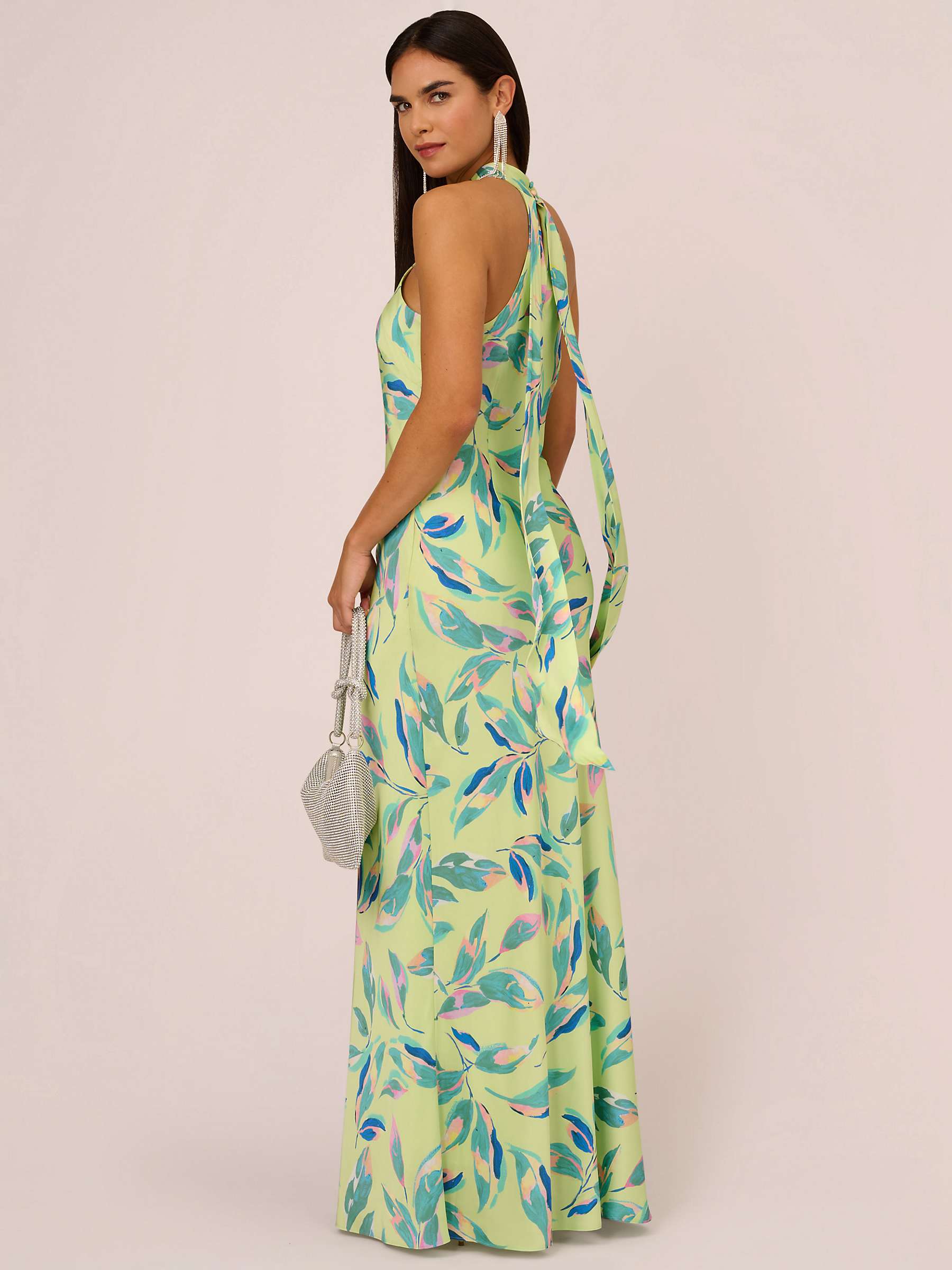 Buy Adrianna Papell Halter Neck Maxi Dress, Green/Multi Online at johnlewis.com