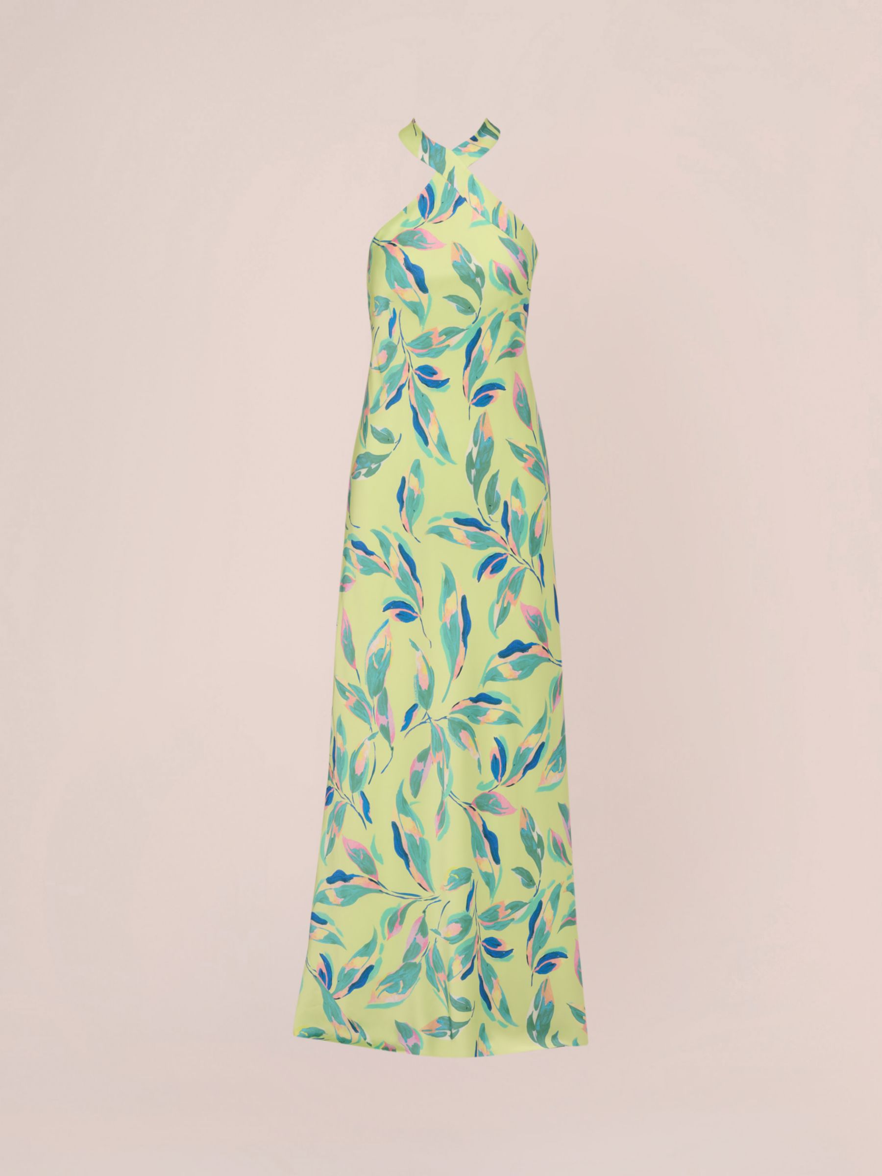 Adrianna Papell Halter Neck Maxi Dress, Green/Multi, 6