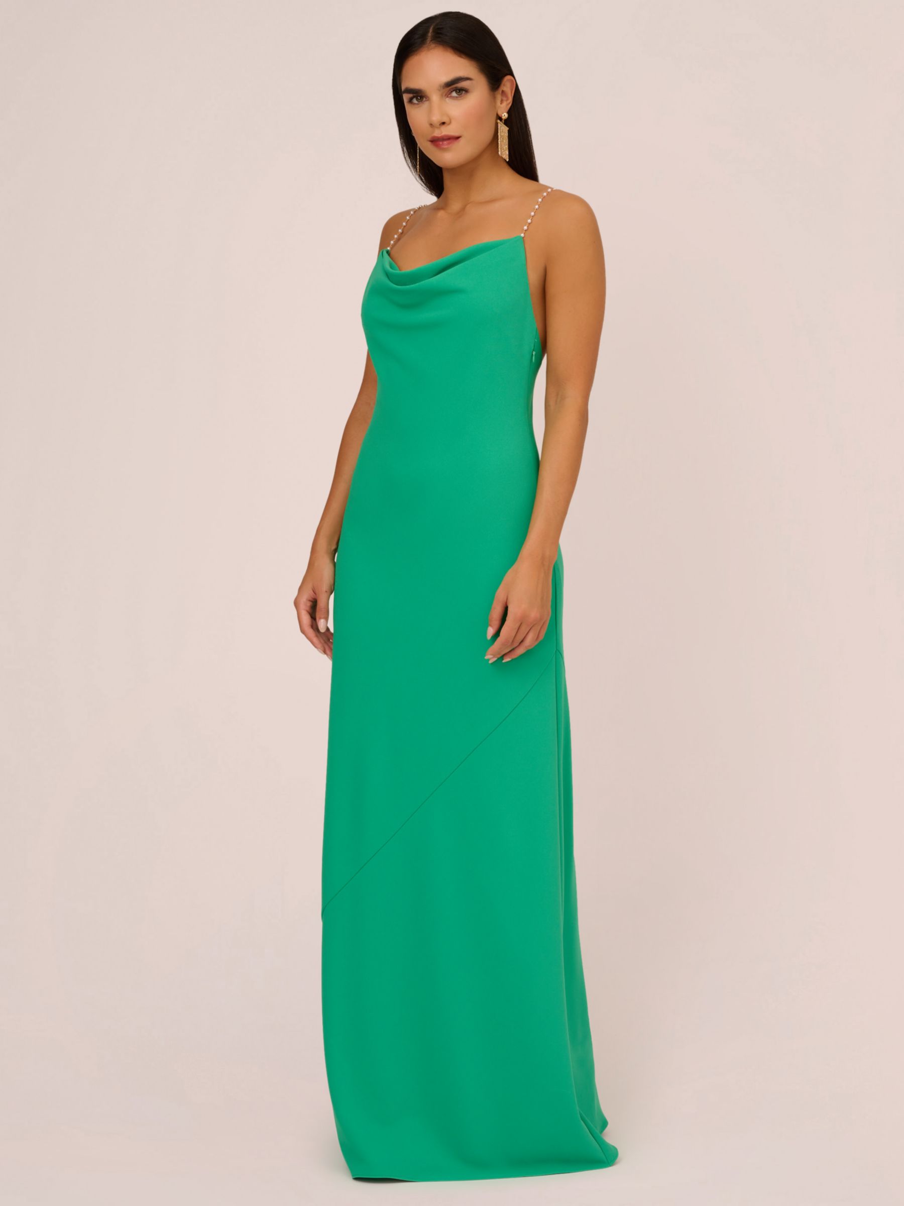 Aidan by Adrianna Papell Knit Crepe Cowl Neck Maxi Dress, Summer Green, 16
