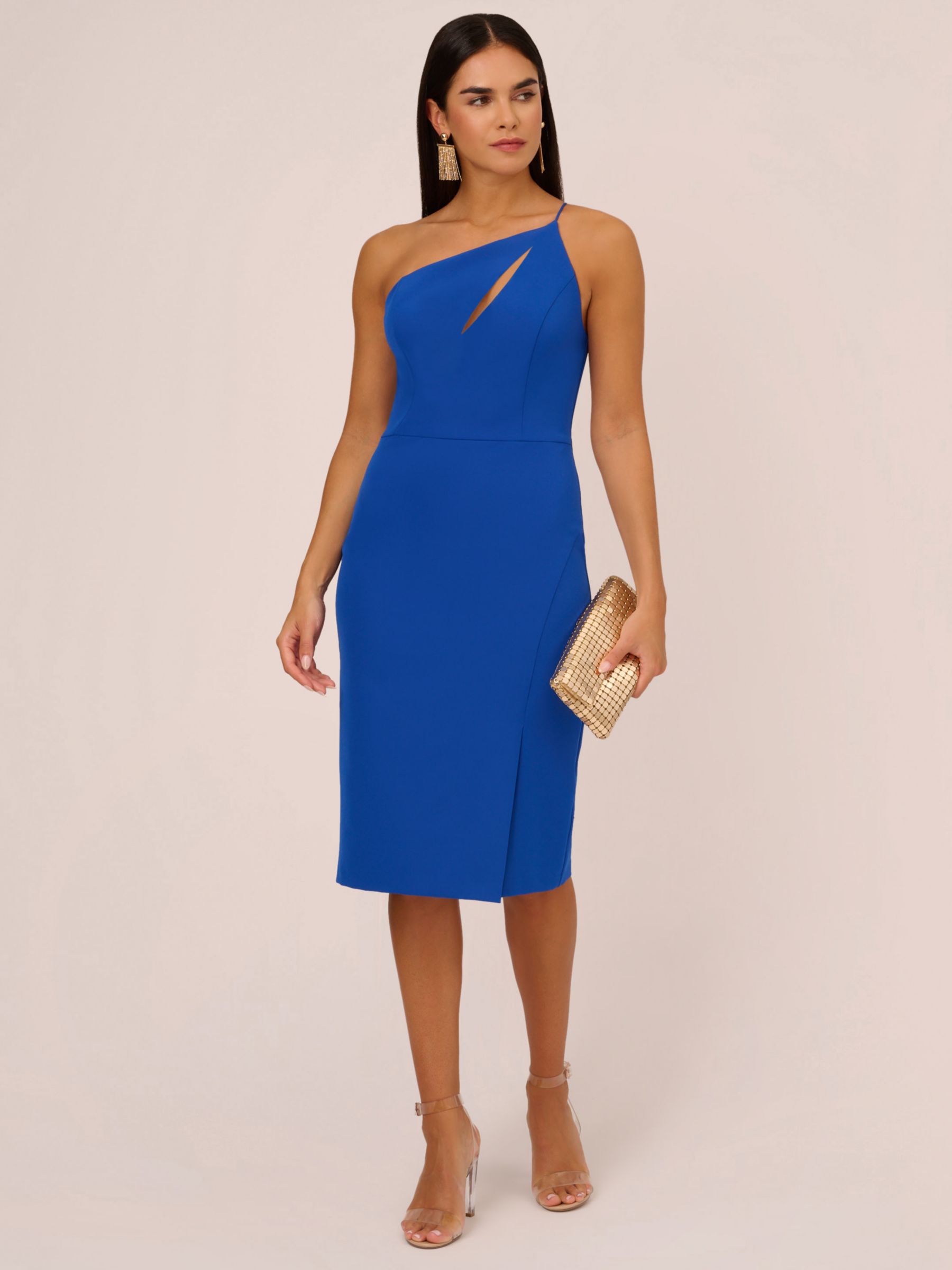 Buy Aidan by Adrianna Papell Knit Crepe On Shoulder Dress, Royal Sapphire Online at johnlewis.com