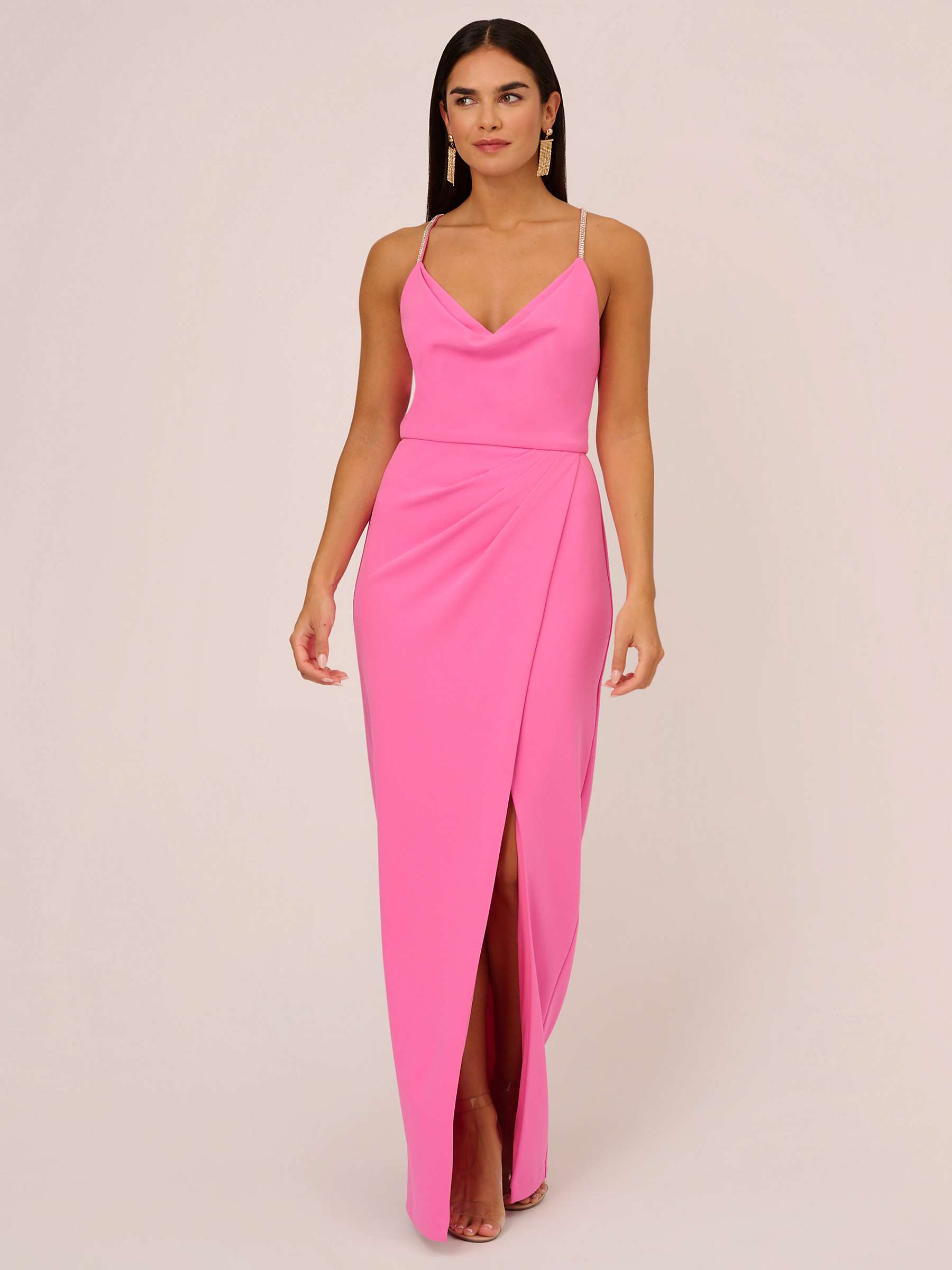 Aidan Mattox by Adrianna Papell Cowl Neck Column Maxi Dress, Pink ...