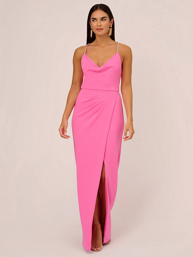 Aidan Mattox by Adrianna Papell Cowl Neck Column Maxi Dress, Pink Parfait