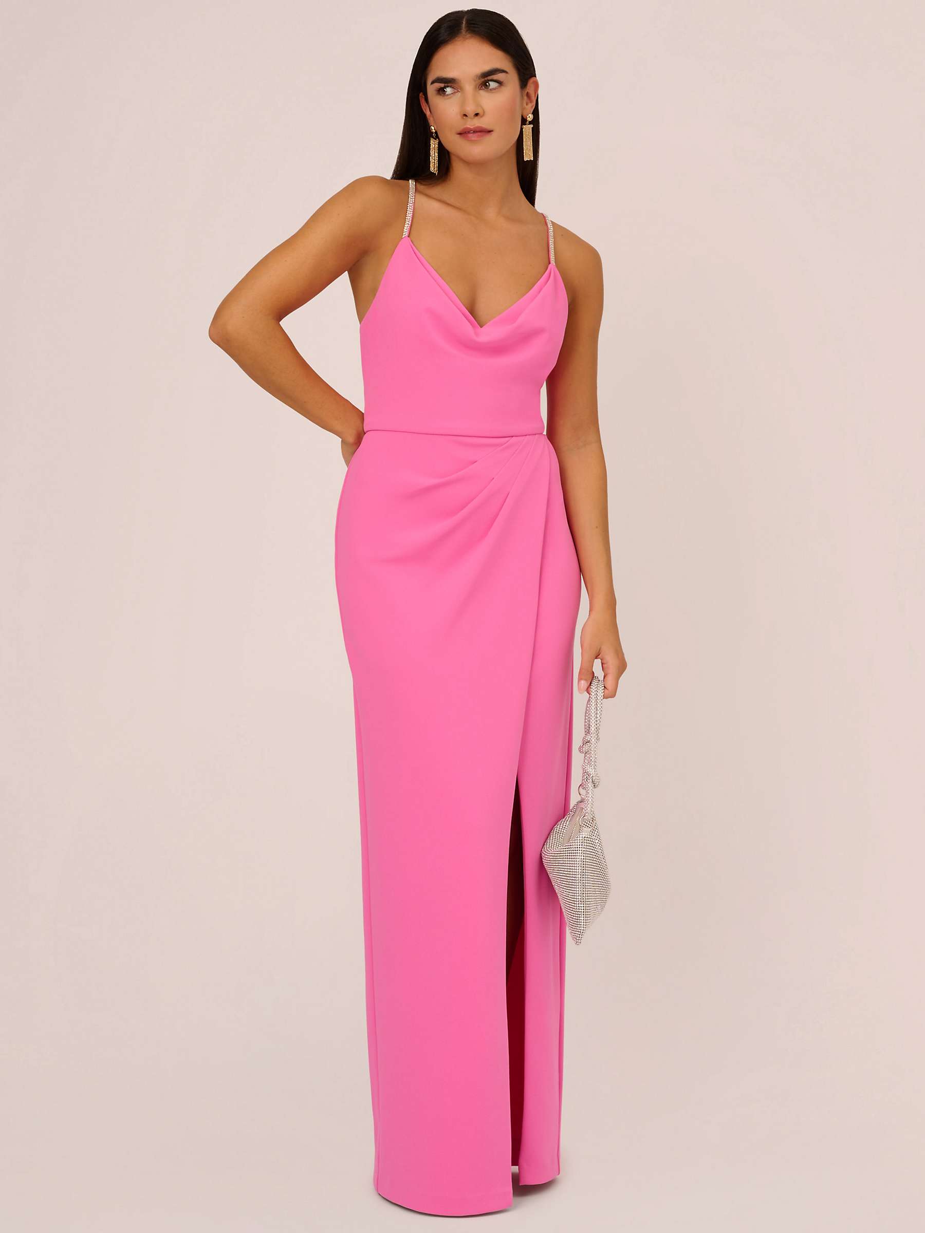Buy Aidan Mattox by Adrianna Papell Cowl Neck Column Maxi Dress, Pink Parfait Online at johnlewis.com