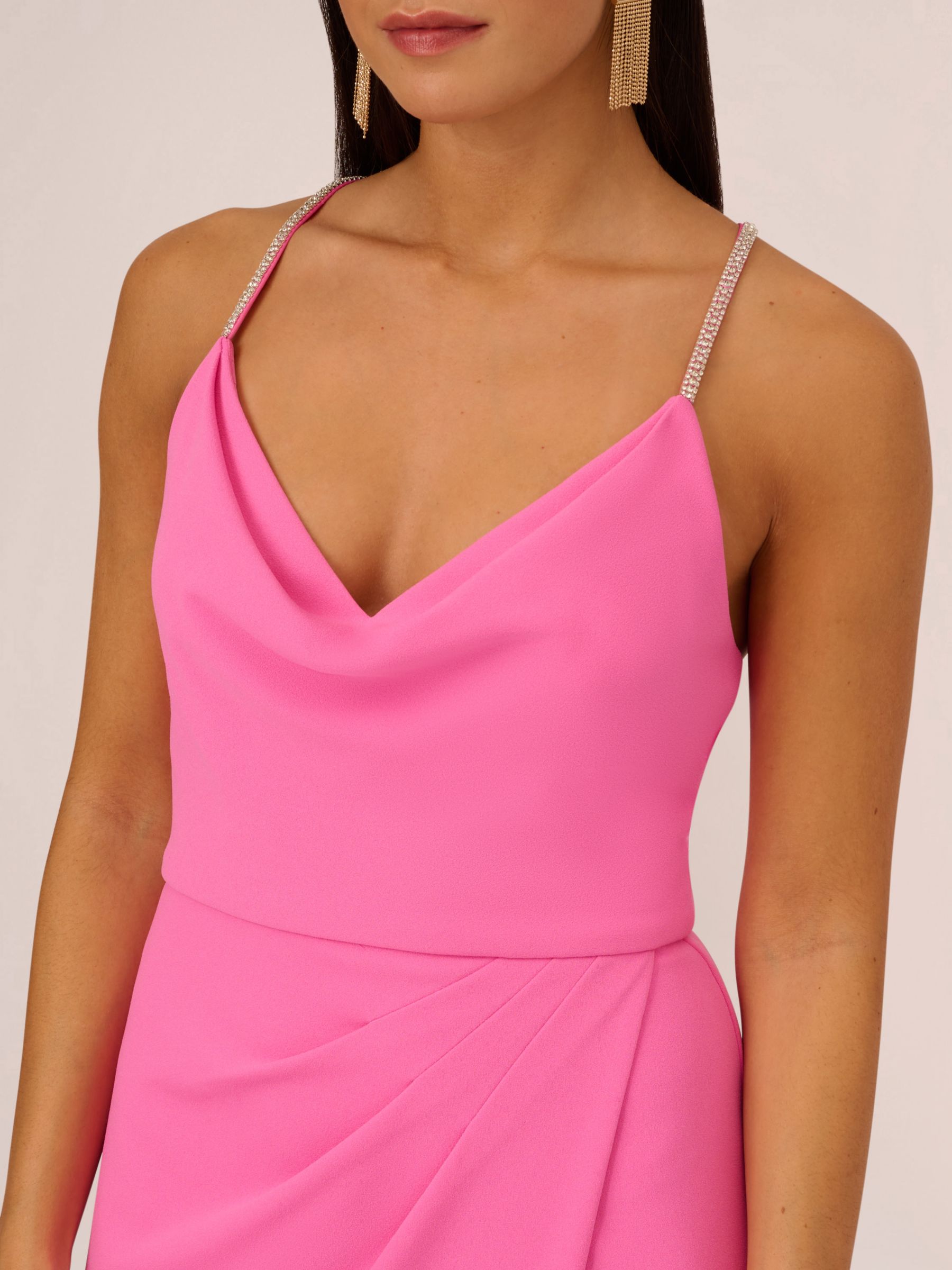 Aidan Mattox by Adrianna Papell Cowl Neck Column Maxi Dress, Pink Parfait, 6