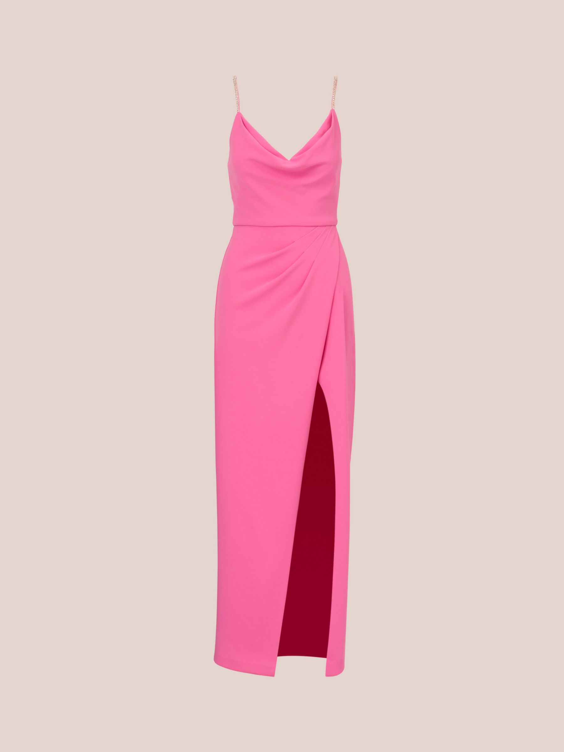 Aidan Mattox by Adrianna Papell Cowl Neck Column Maxi Dress, Pink Parfait, 18