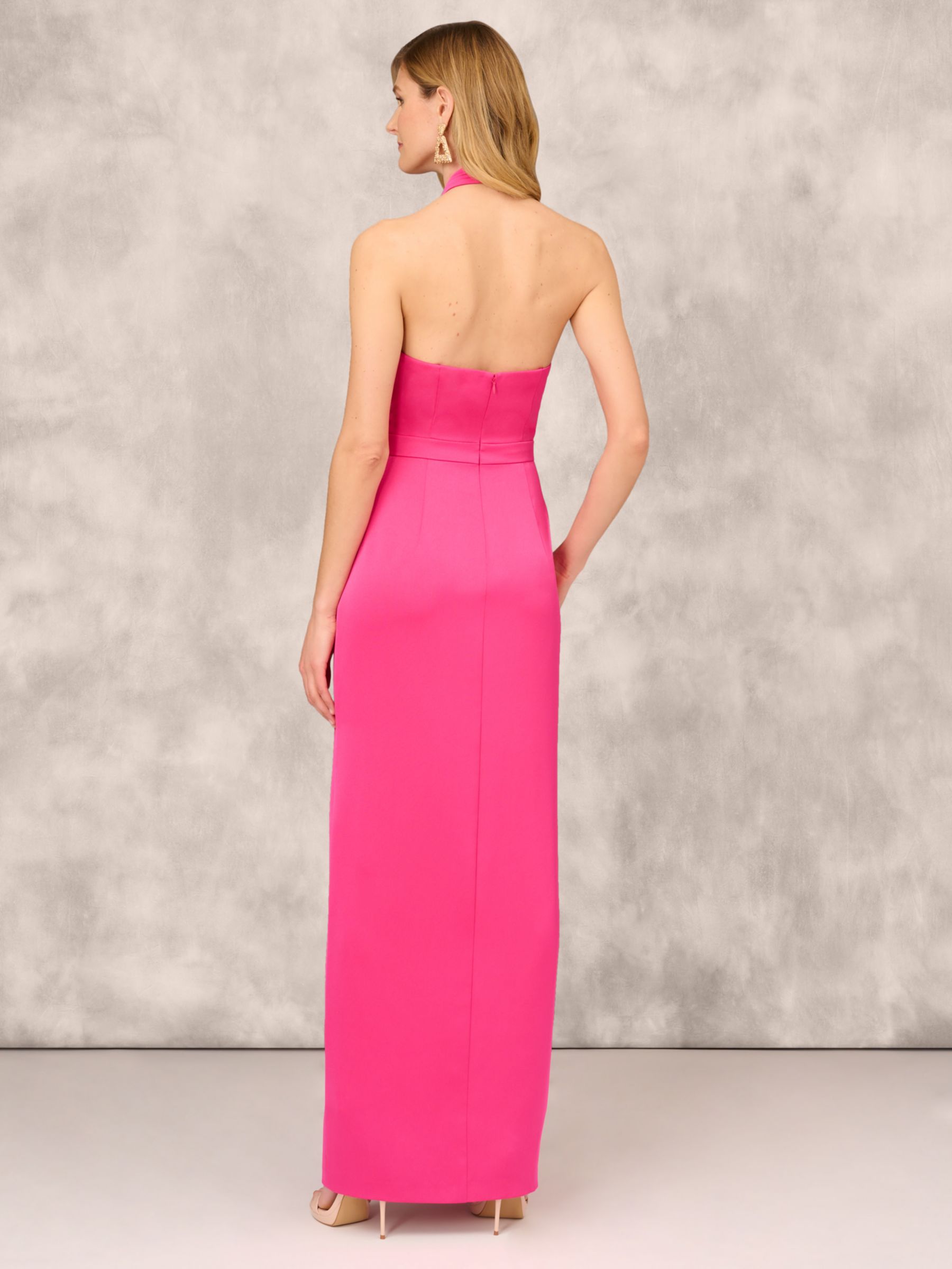 Aidan Mattox by Adrianna Papell Satin Halterneck Maxi Dress Hot