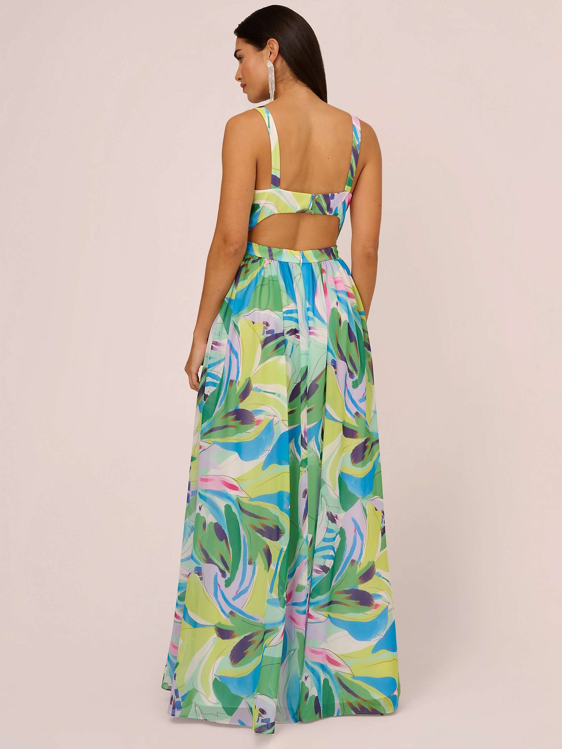 Buy Aidan by Adrianna Papell Floral Chiffon Maxi Dress, Green/Multi Online at johnlewis.com