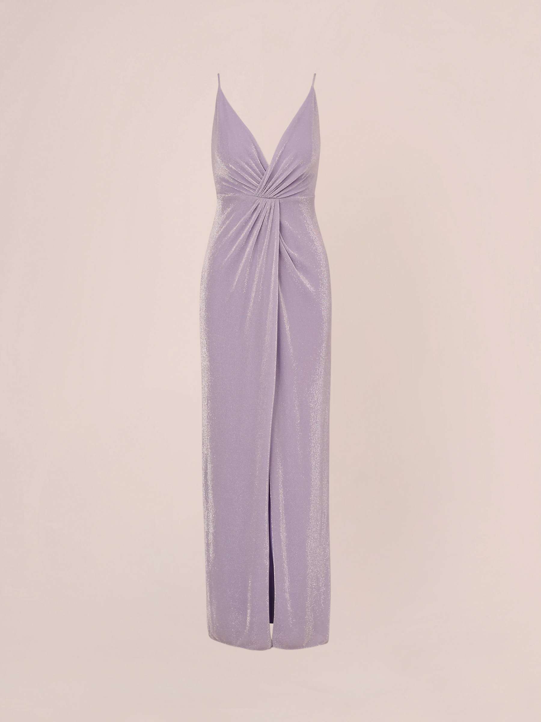 Buy Aidan Mattox by Adrianna Papell V Neck Metallic Maxi Dress, Lilac Online at johnlewis.com