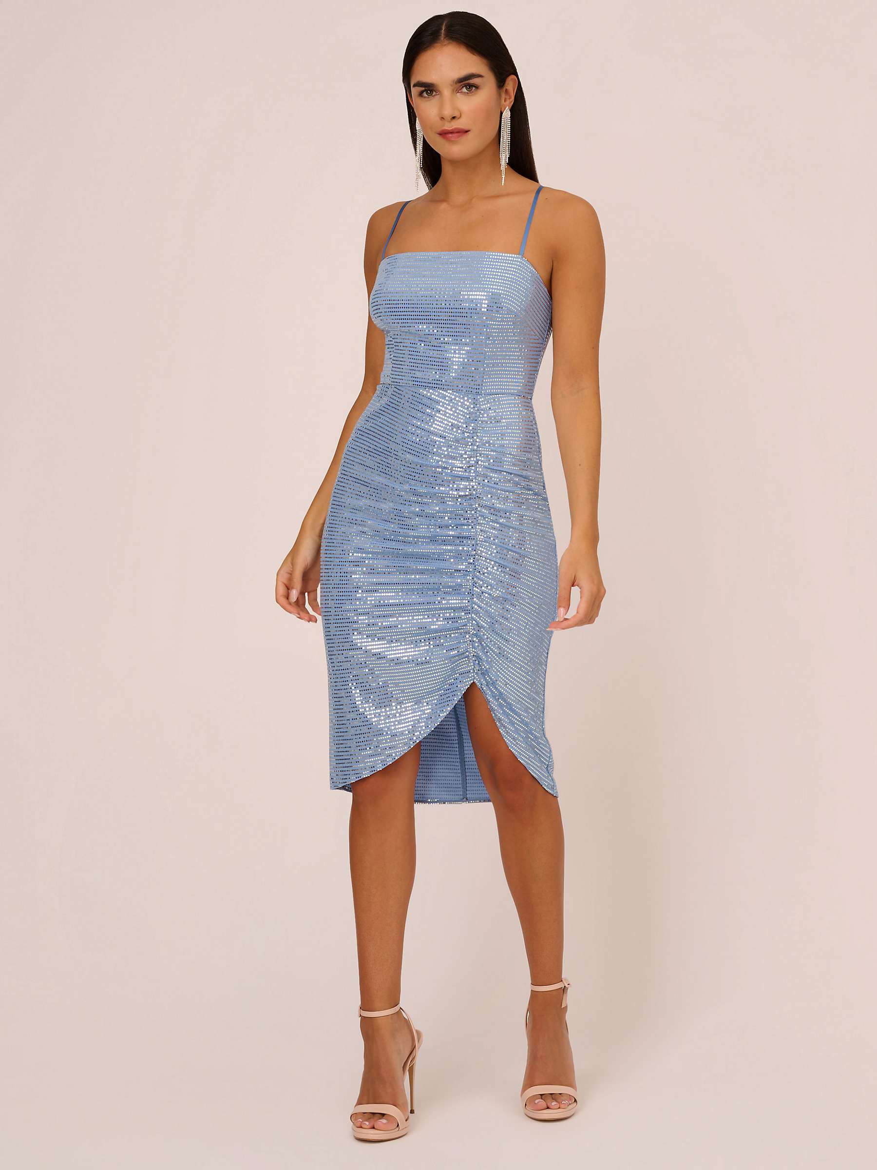 Buy Aidan by Adrianna Papell Metallic Knit Ruched Dress, Air Force Online at johnlewis.com