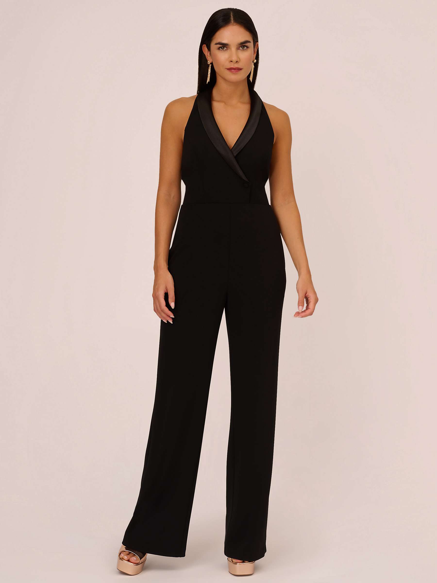 Buy Aidan by Adrianna Papell Tuxedo Crepe Jumpsuit, Black Online at johnlewis.com