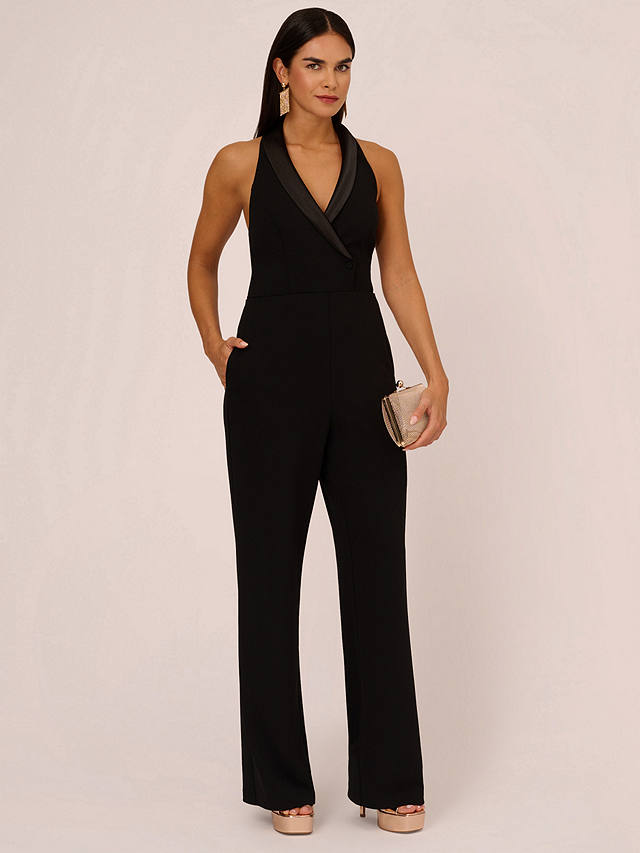 Aidan by Adrianna Papell Tuxedo Crepe Jumpsuit, Black