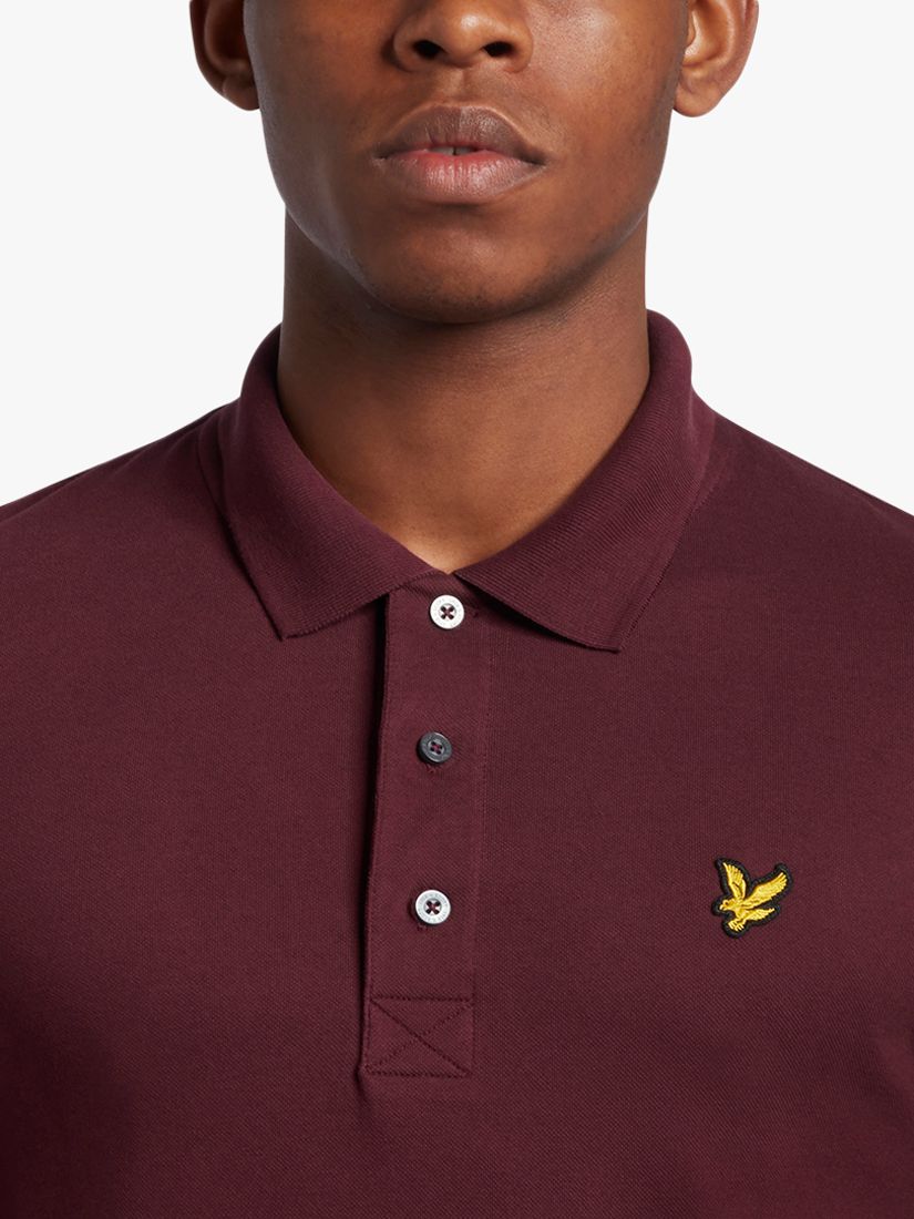 Lyle & Scott Short Sleeve Polo Shirt, Burgundy, L