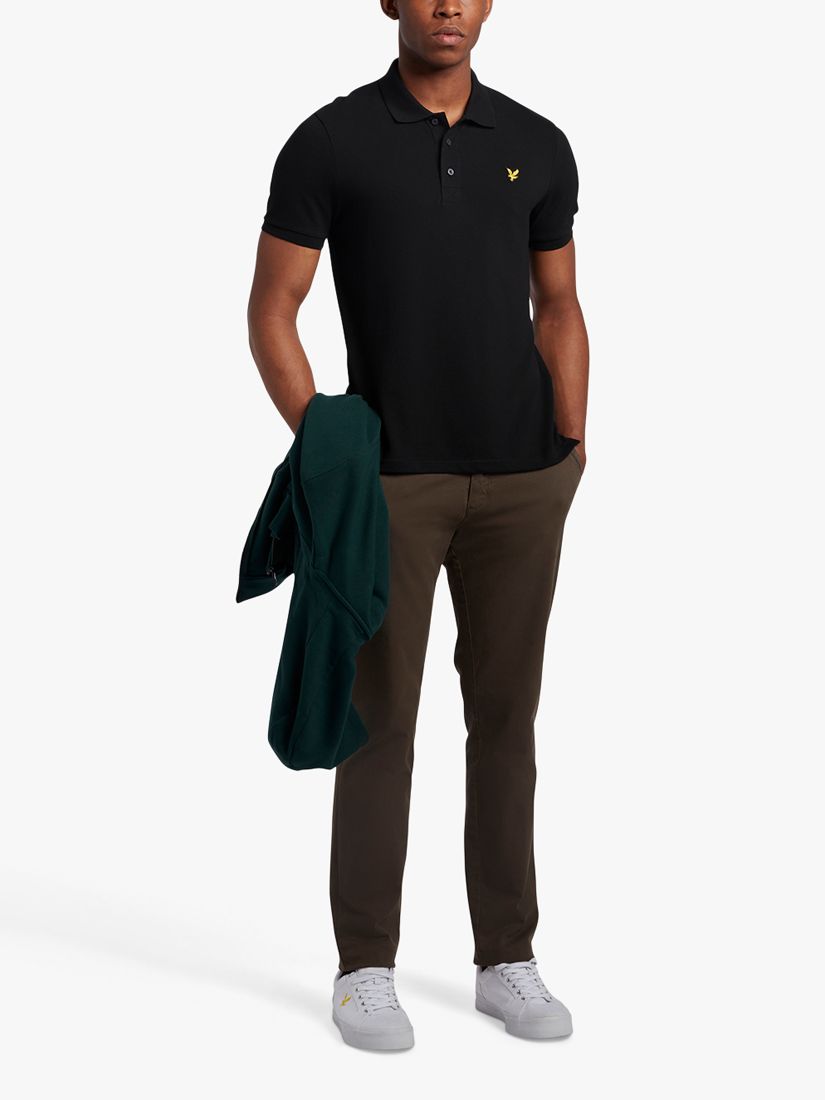 Lyle & Scott Short Sleeve Polo Shirt, Jet Black, XS