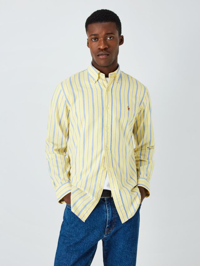 Polo Ralph Lauren Cotton Striped Oxford Shirt, Yellow/Blue, S