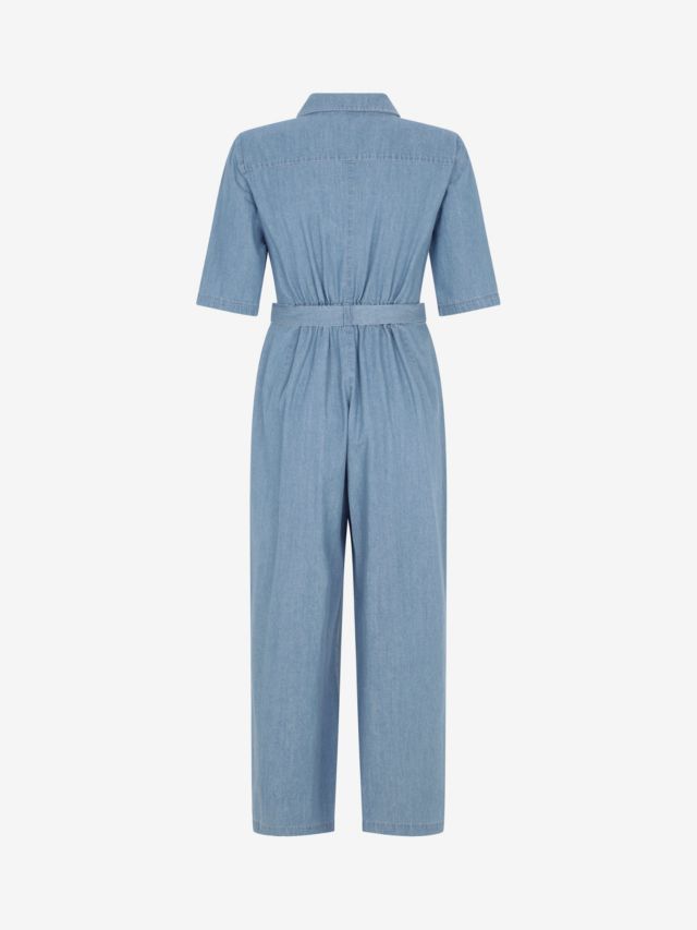 Mint Velvet Denim Utility Jumpsuit, Blue, 6