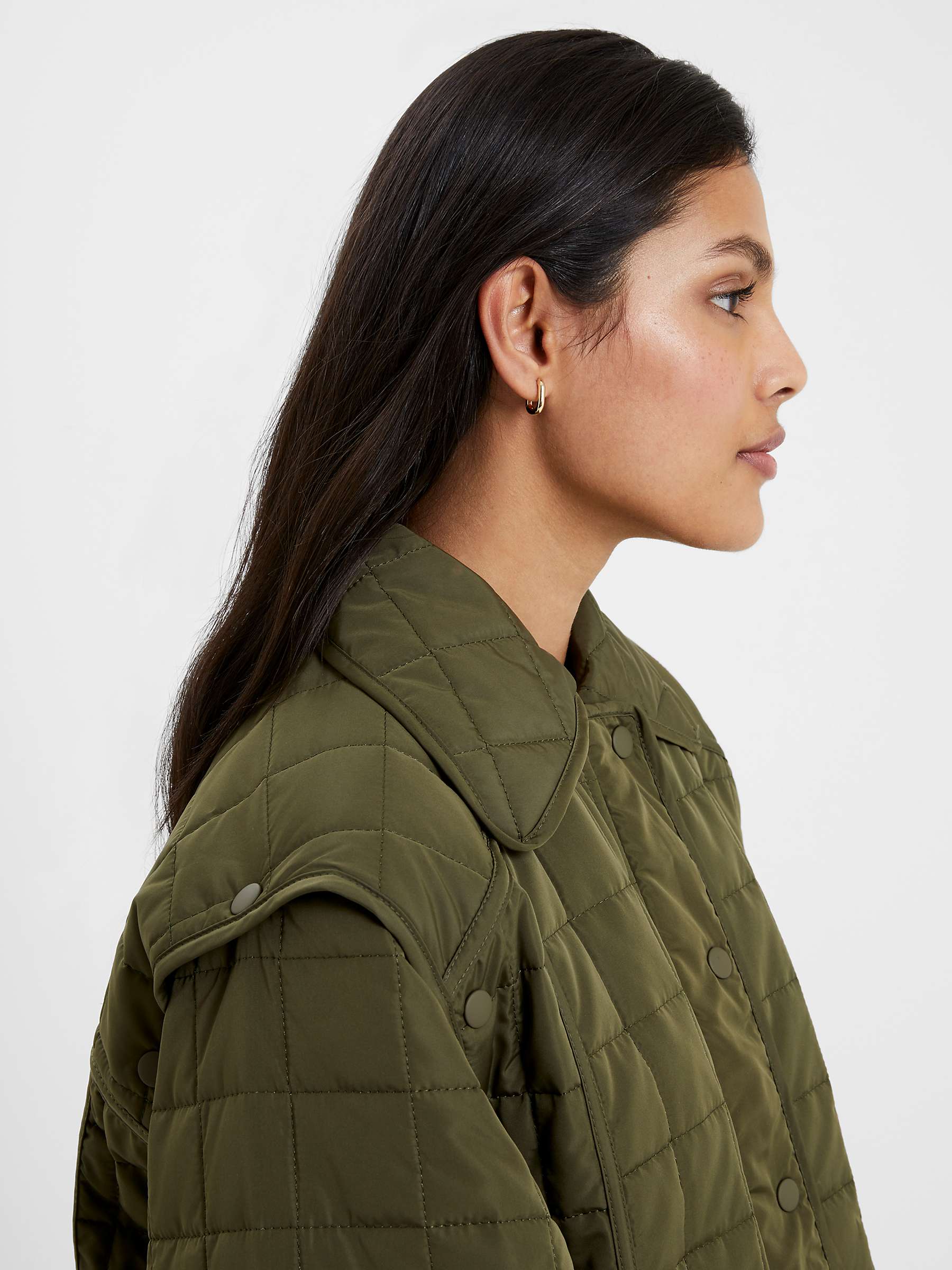 Buy French Connection Aris Longline Quilted Coat, Olive Night Online at johnlewis.com