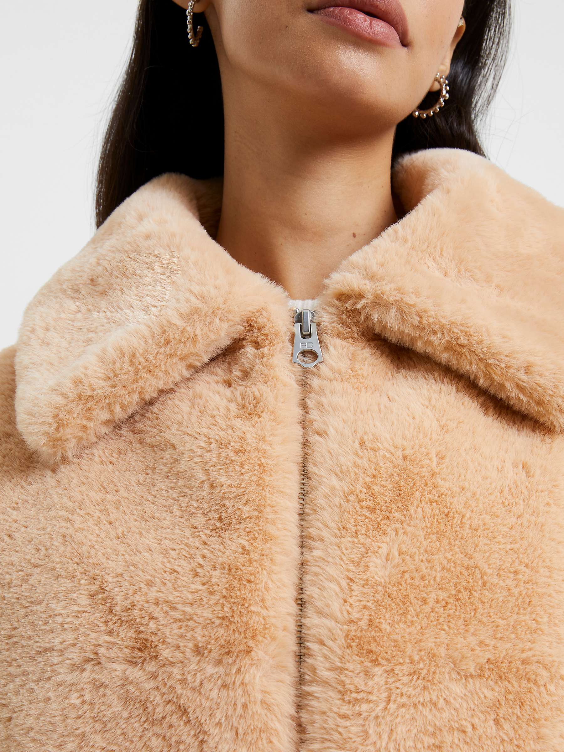 Buy French Connection Avi Iren Faux Fur Jacket, Mid Brown Online at johnlewis.com