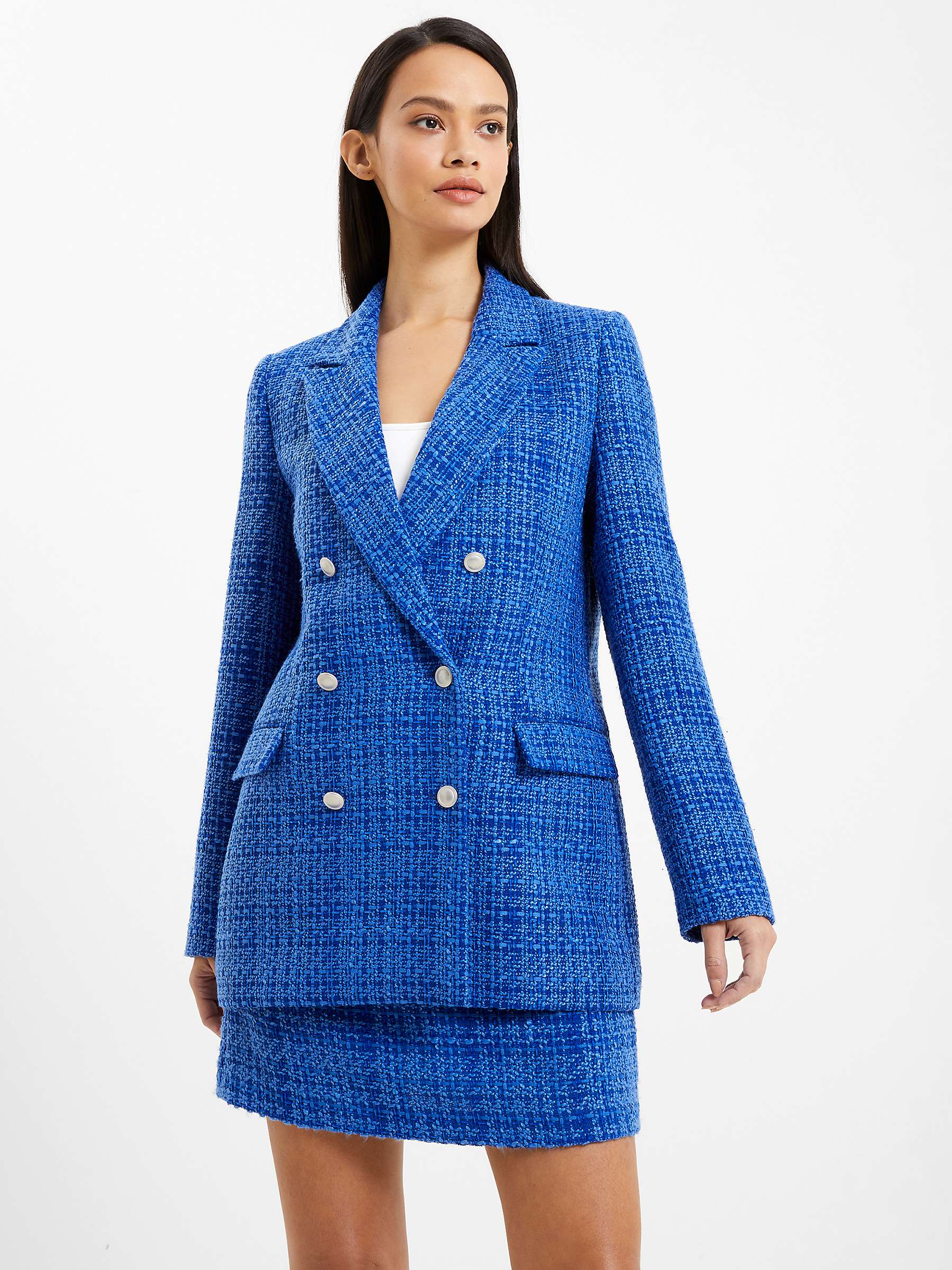 Buy French Connection Cammie Shimmer Blazer, Blue Light Online at johnlewis.com