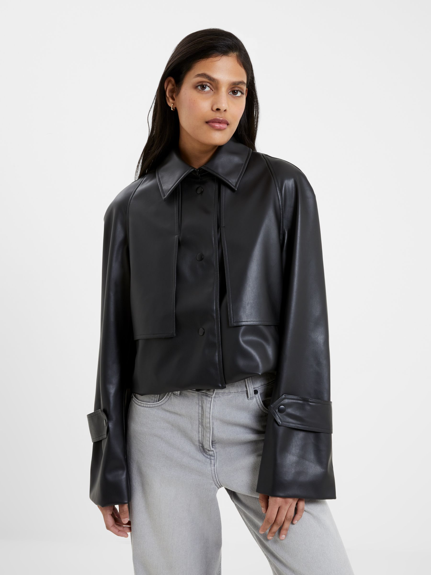 French Connection Echo Crepe Blazer, Nearly Black at John Lewis & Partners