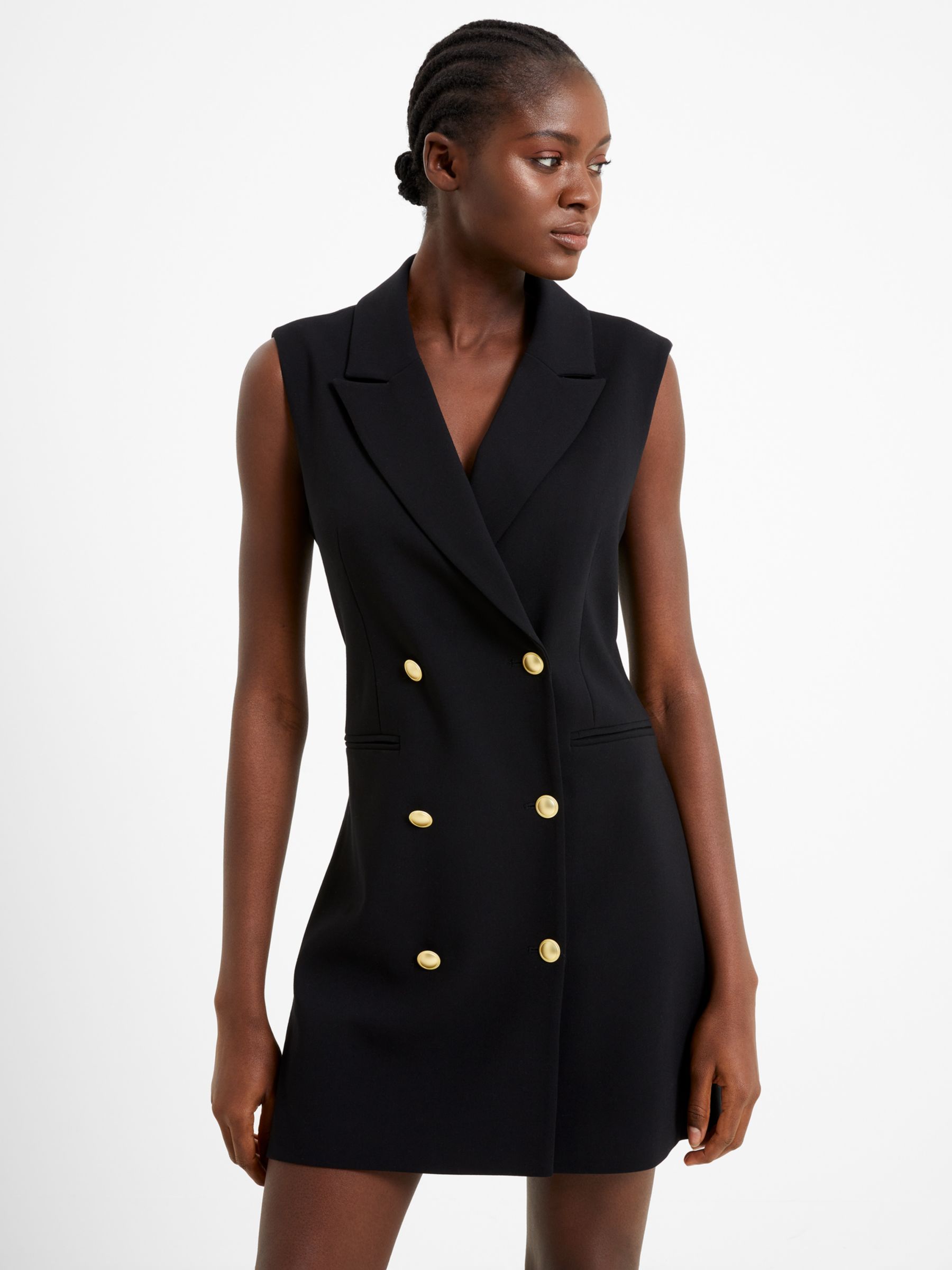 French Connection Whisper Sleeveless Dress, Black at John Lewis & Partners