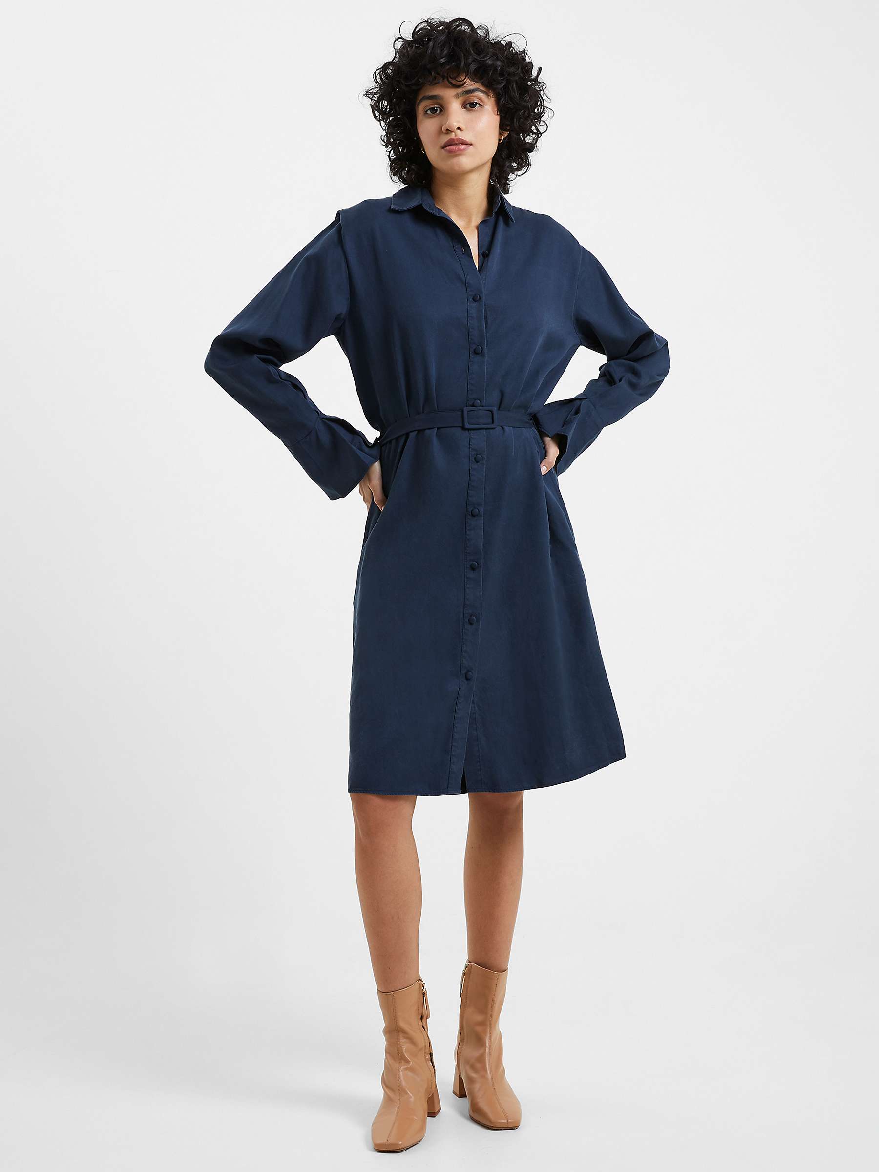Buy French Connection Andrea Plain Shirt Dress, Marine Online at johnlewis.com