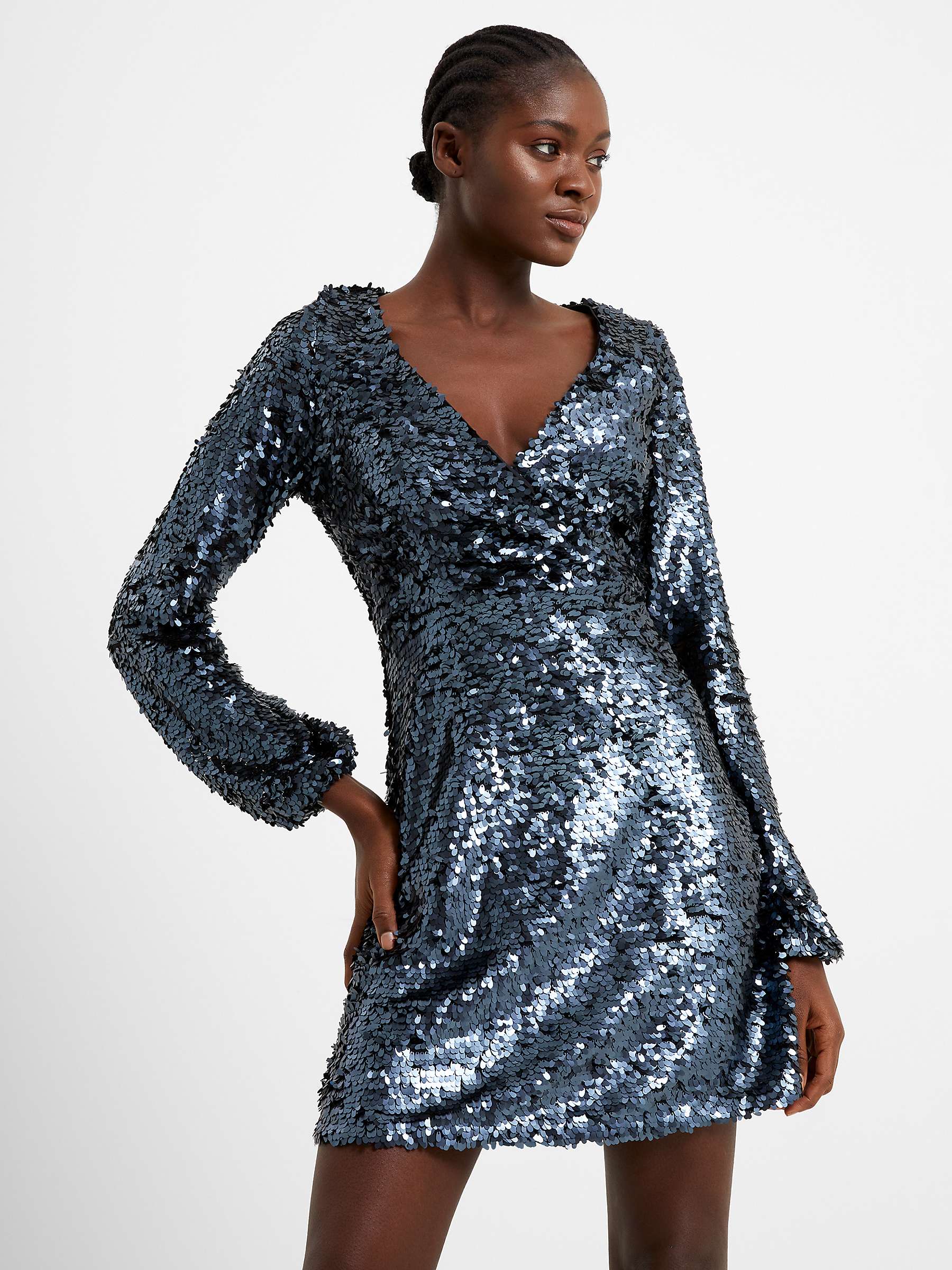 Buy French Connection Bisma Sequin Mini Dress, Gunmetal Online at johnlewis.com