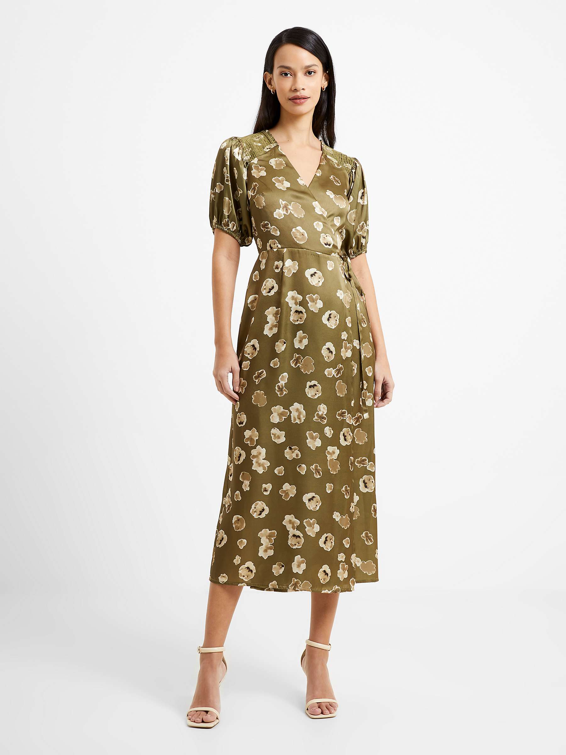 Buy French Connection Bronwyn Satin Short Sleeve Midi Dress, Nutria Online at johnlewis.com