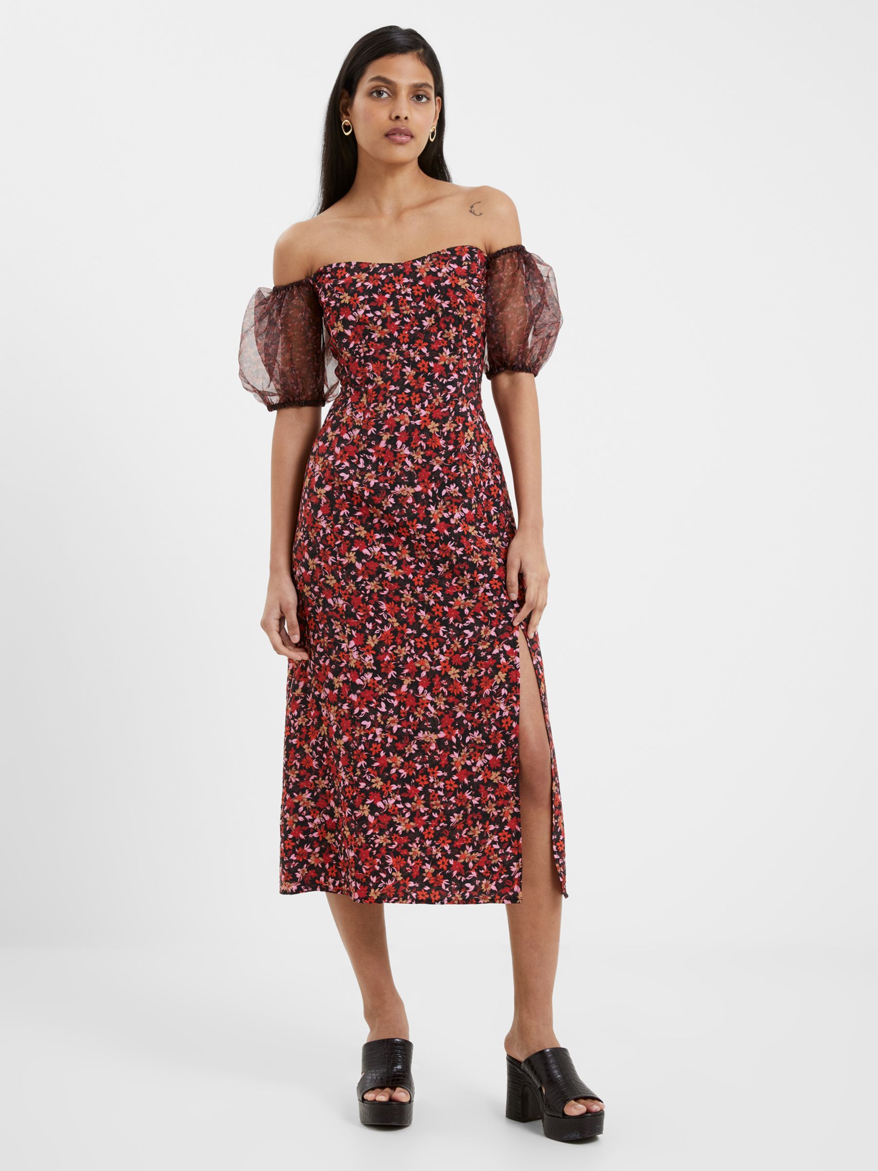 French Connection Clara Flavia Puff Sleeve Dress, Multi at John Lewis ...