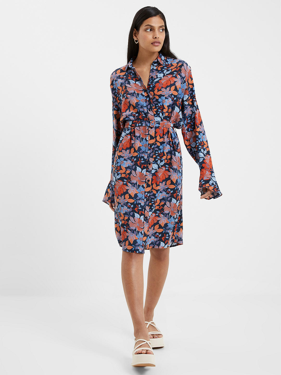 French Connection Adalina Shirt Dress, Blue/Multi