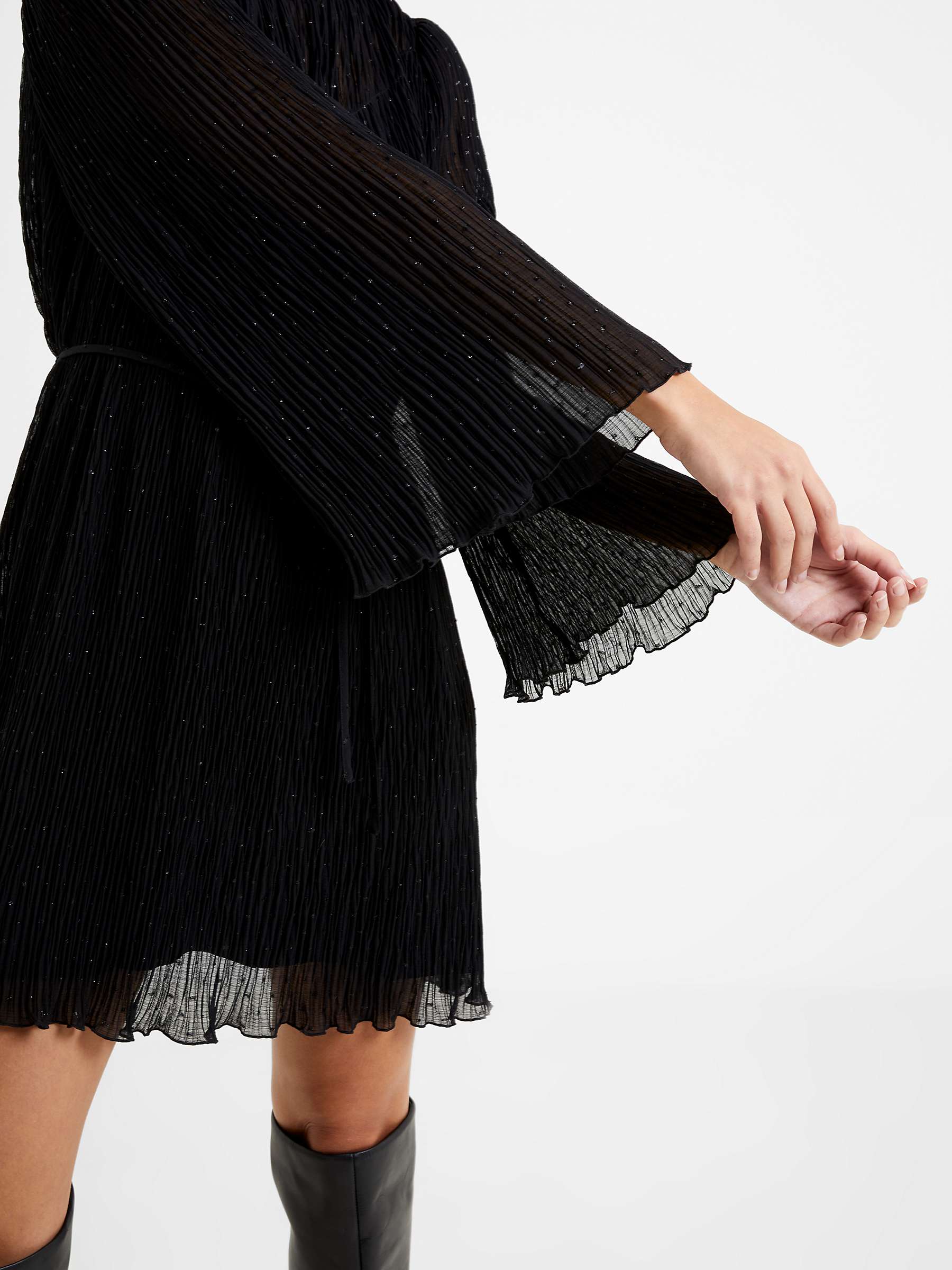 Buy French Connection Callie Pleated Metallic Mini Dress, Blackout Online at johnlewis.com