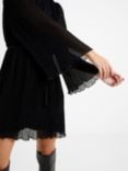 French Connection Callie Pleated Metallic Mini Dress, Blackout, Blackout