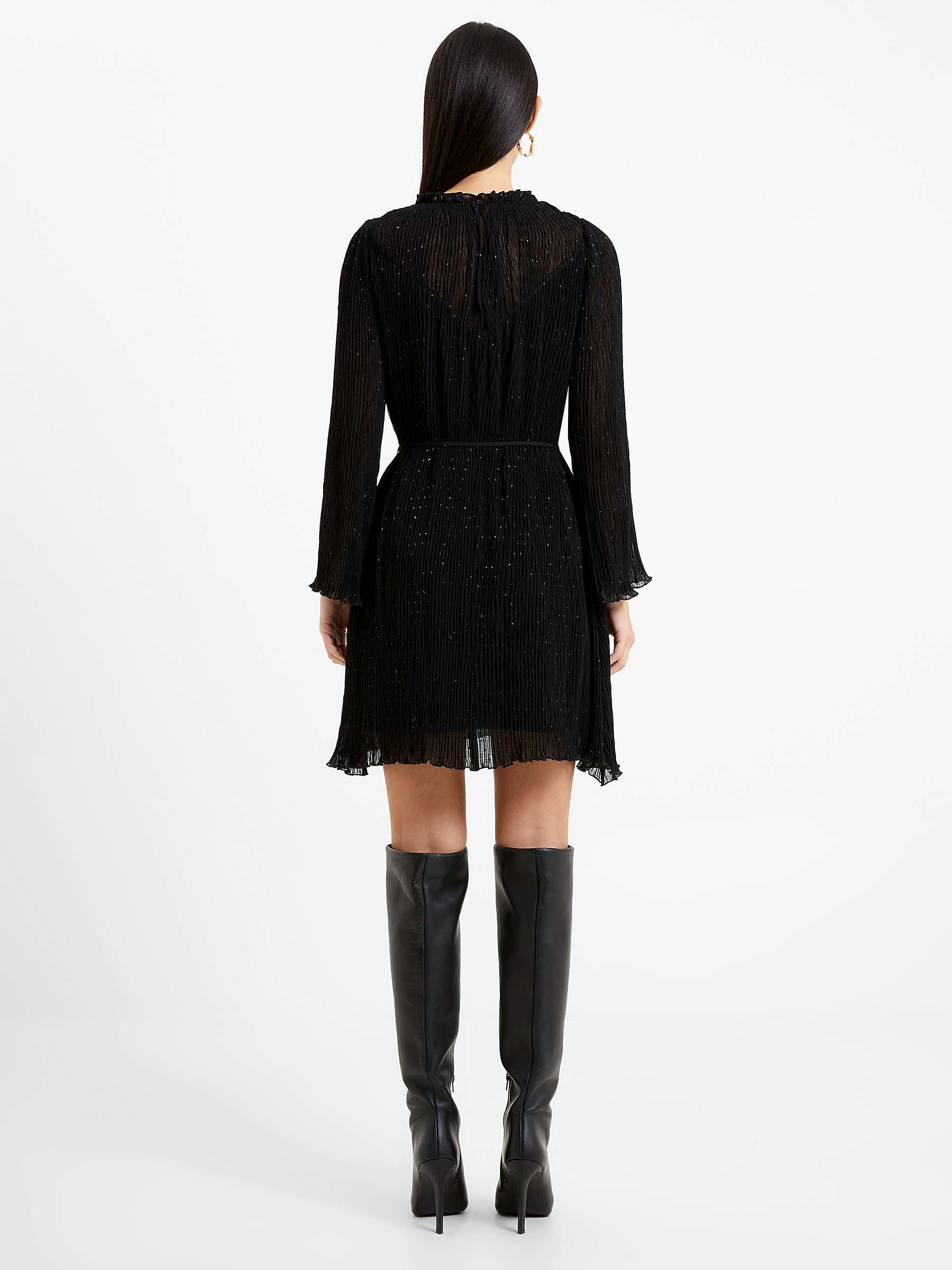 Buy French Connection Callie Pleated Metallic Mini Dress, Blackout Online at johnlewis.com
