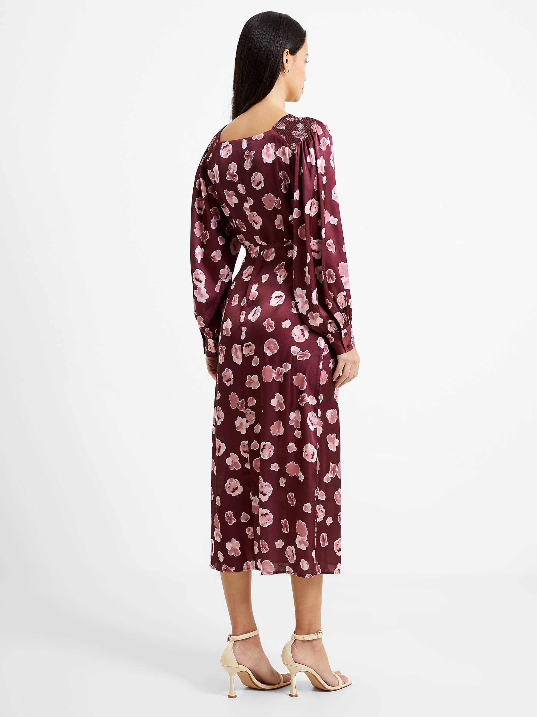 Buy French Connection Bronwen Floral Satin Wrap Dress, Chocolate Truffle Online at johnlewis.com