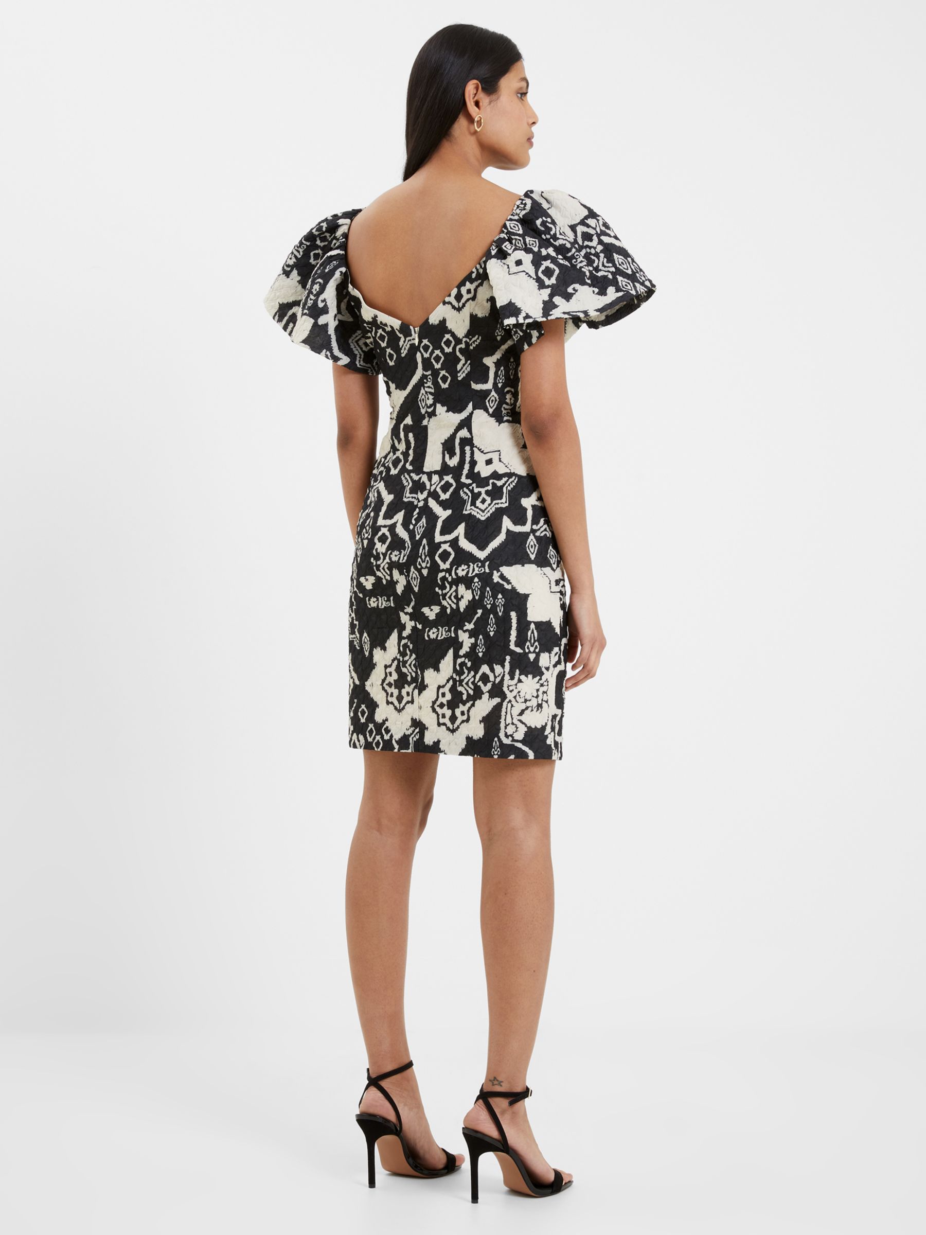 Buy French Connection Deon Candra Jacquard Mini Dress, Black/Cream Online at johnlewis.com