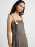French Connection Ronja Liquid Metal Slip Maxi Dress, Silver