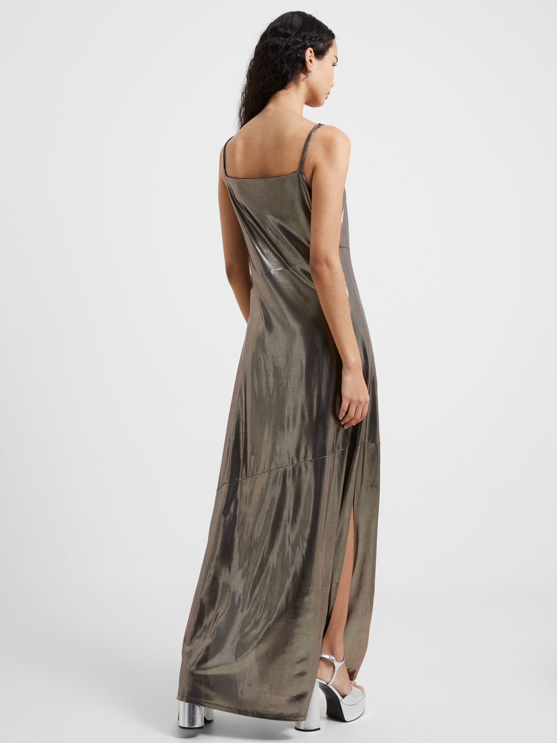 Buy French Connection Ronja Liquid Metal Slip Maxi Dress, Silver Online at johnlewis.com