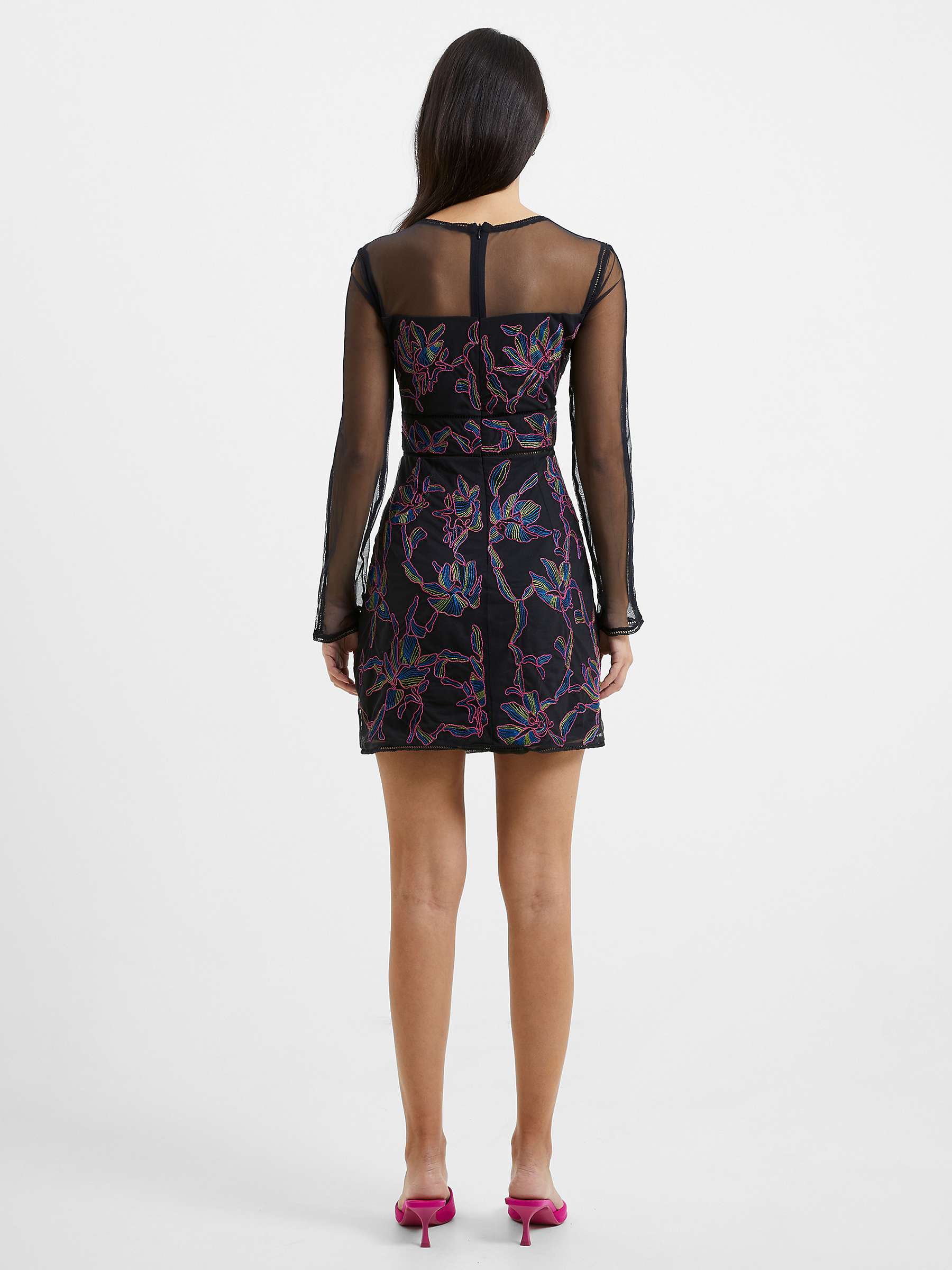 Buy French Connection Emilia Embroidered Dress, Black/Multi Online at johnlewis.com