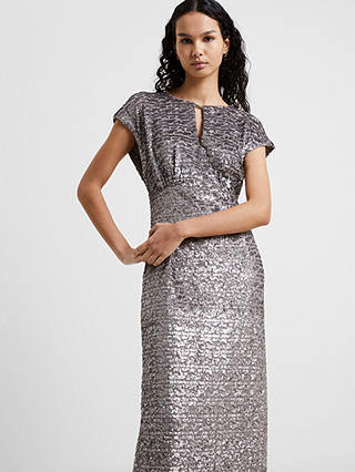 French Connection Adalynn Sequin Midi Dress, Gunmetal